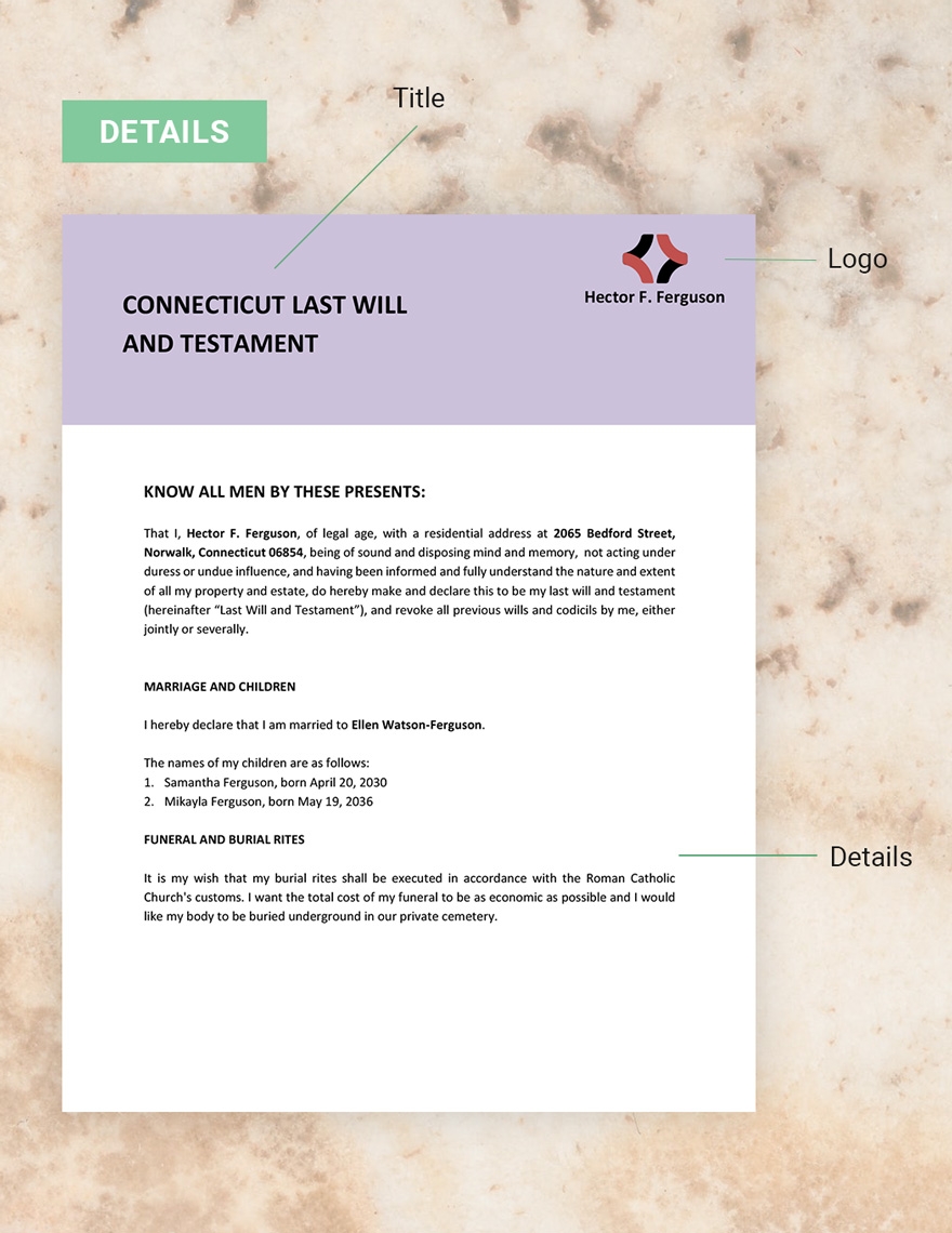 Connecticut Last Will And Testament Template In Google Docs Word Download Template