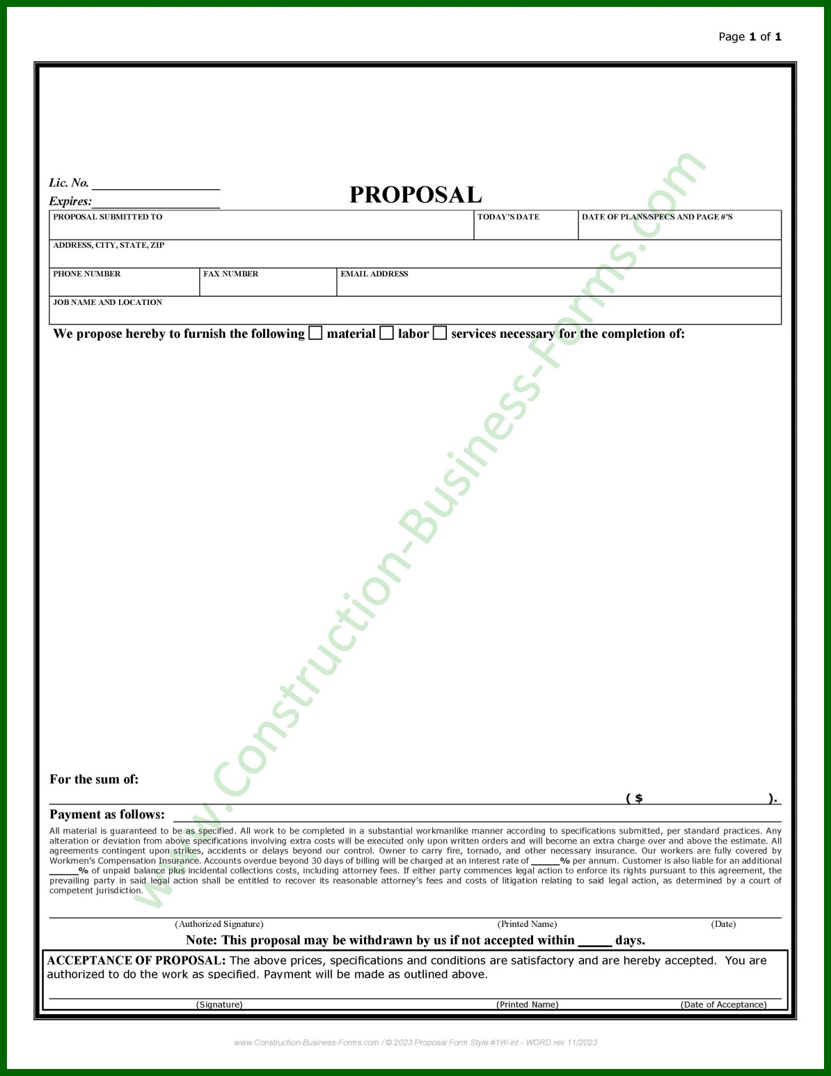 Construction Proposal Bid Template Style 2
