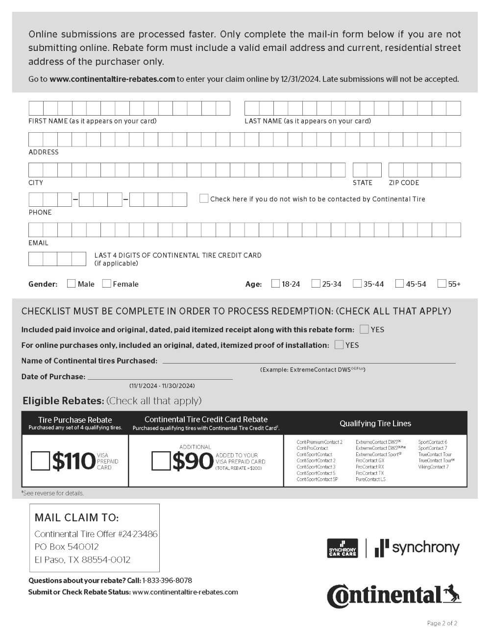 Continental November 2024 Rebate 200 Car X