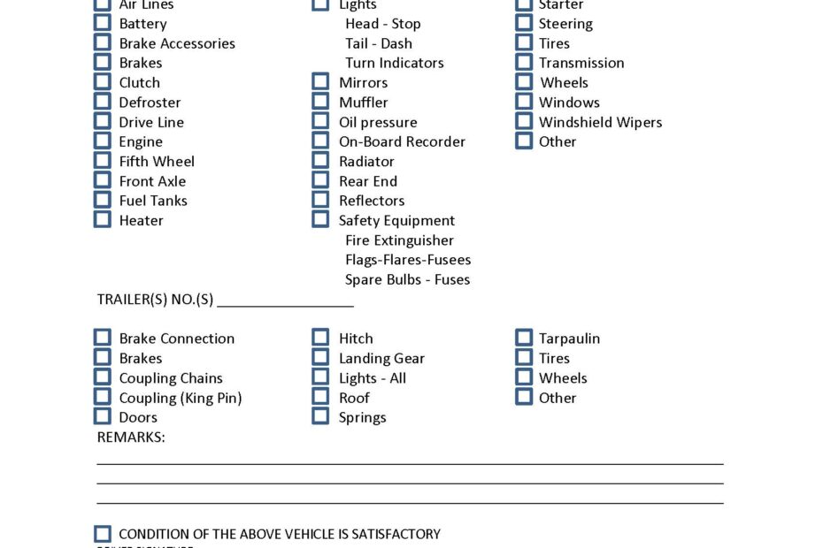 Daily Vehicle Inspection Report DVIR DOT Safety Plus