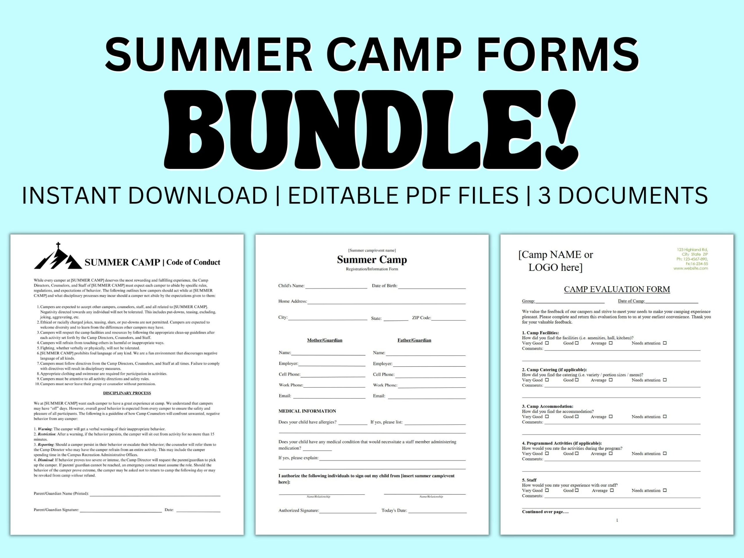 Dance Camp Registration Forms Etsy