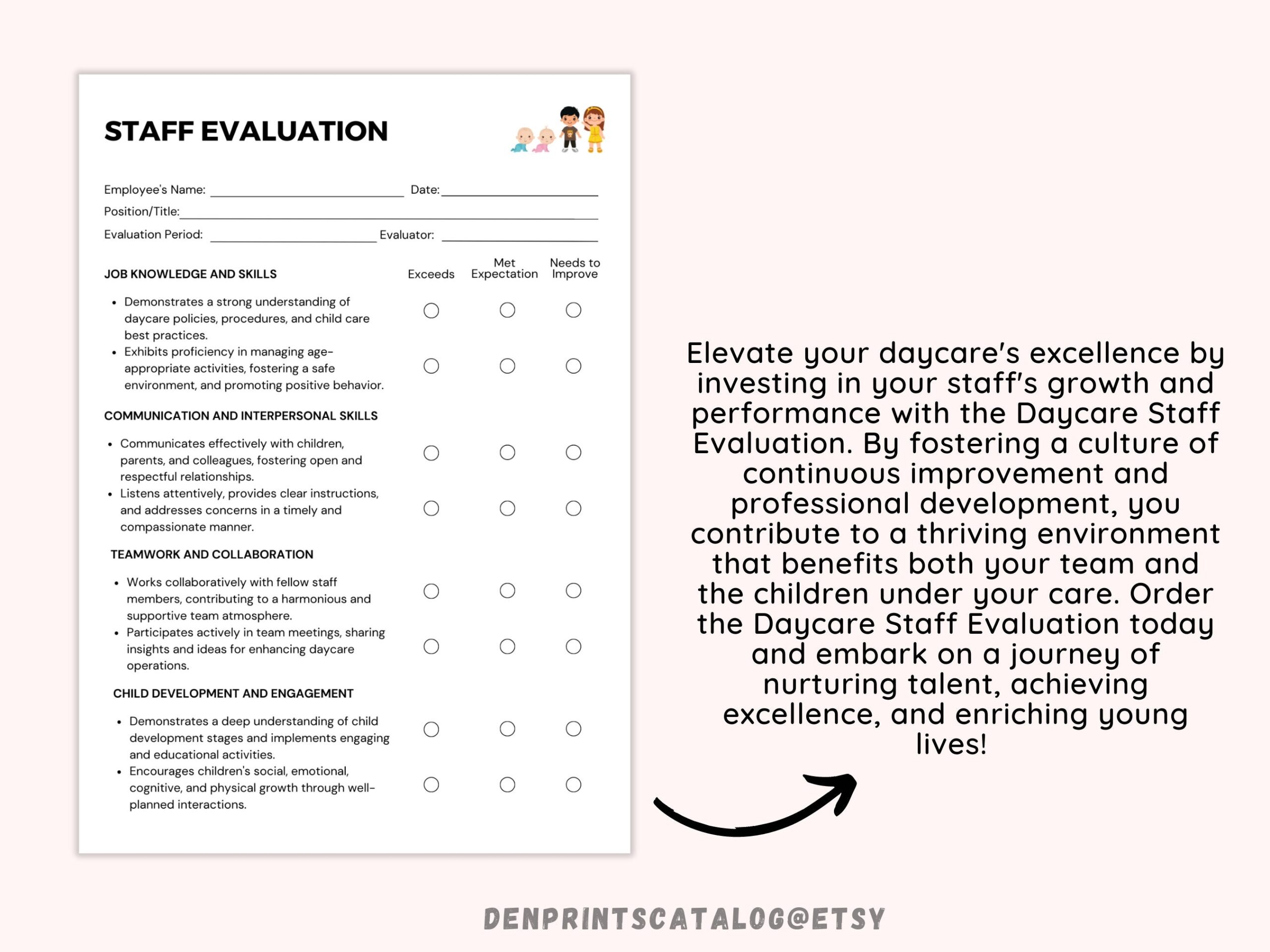 Daycare Staff Evaluation Printable childcare Center Printable Employee Self Evaluation Forms perfect For Preschool U0026 Child Care Business PDF Etsy UK