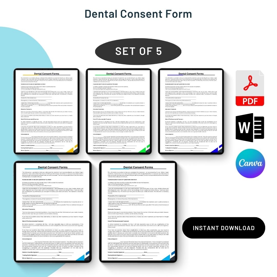 Dental Consent Form Template Printable PDF Word Editable 