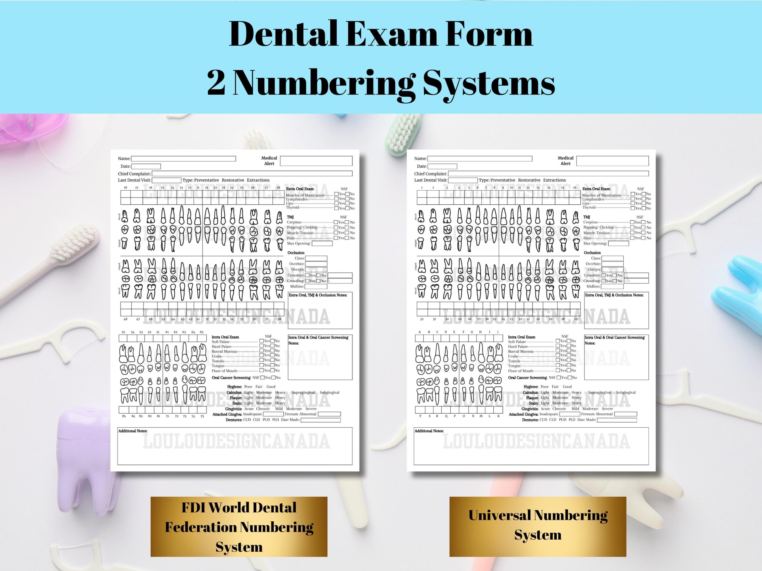 Dental Exam Form Patient Examination Form Dental Chart Dentist Documentation Template Complete Oral Exam Dental Hygiene Record COE Etsy