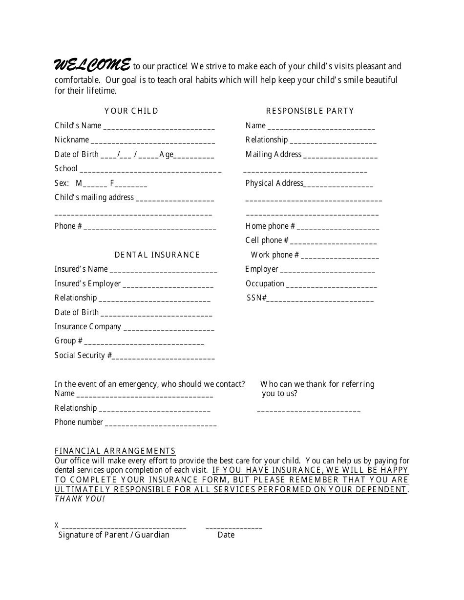Dental Patient Intake Form Fill Out Sign Online And Download PDF Templateroller