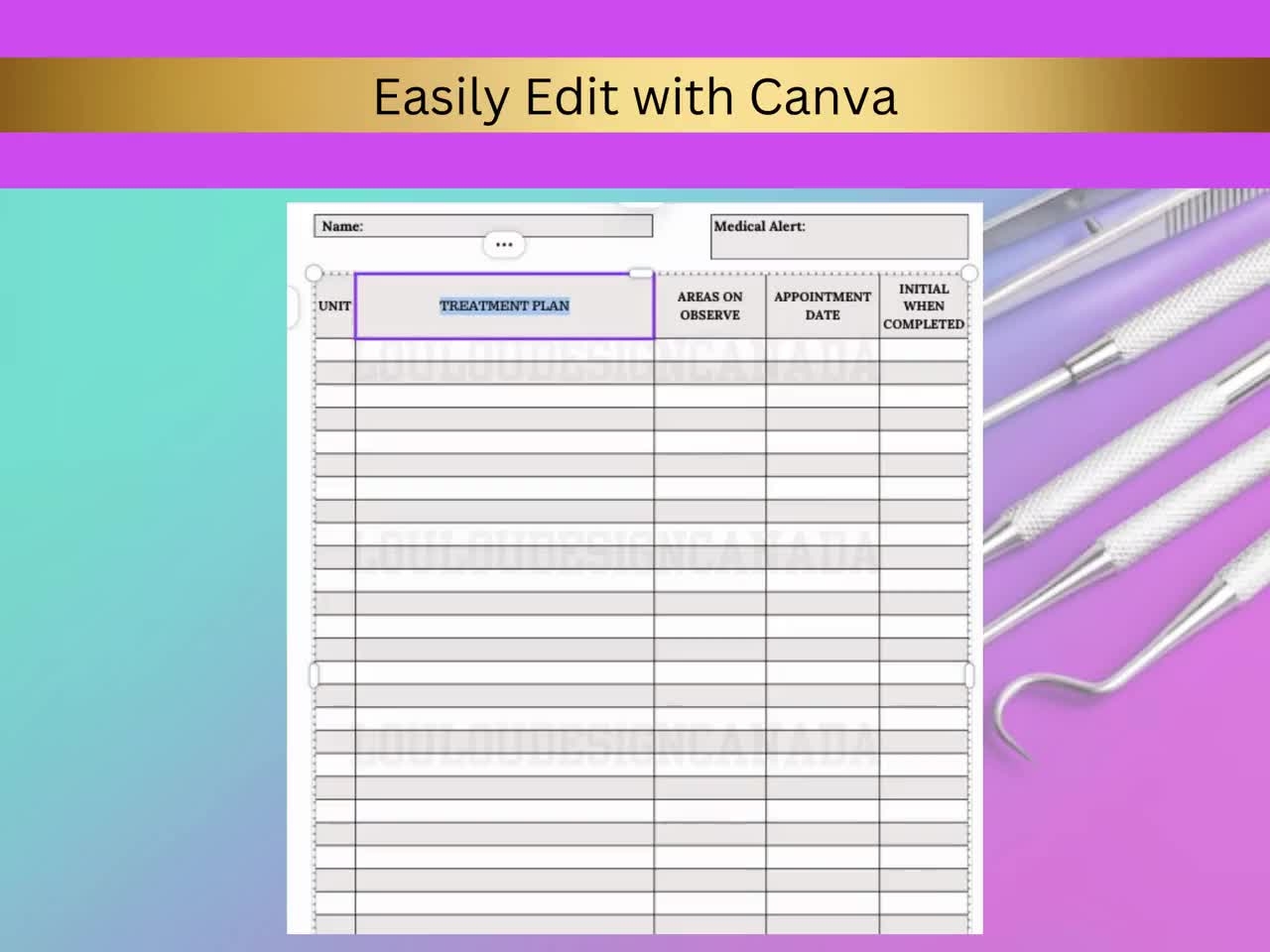Dental Treatment Plan Documentation Sheet Treatment Planner Log Dental Treatment Document Dental Chart Sheets Dental Intake Forms