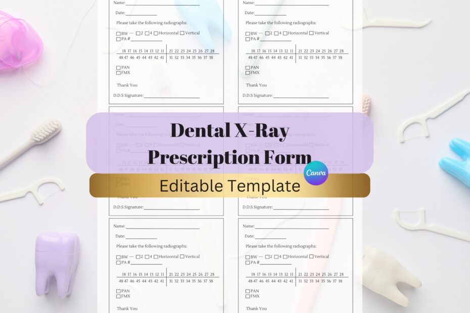 Dental X ray Prescription Form Editable RDH Template RDH