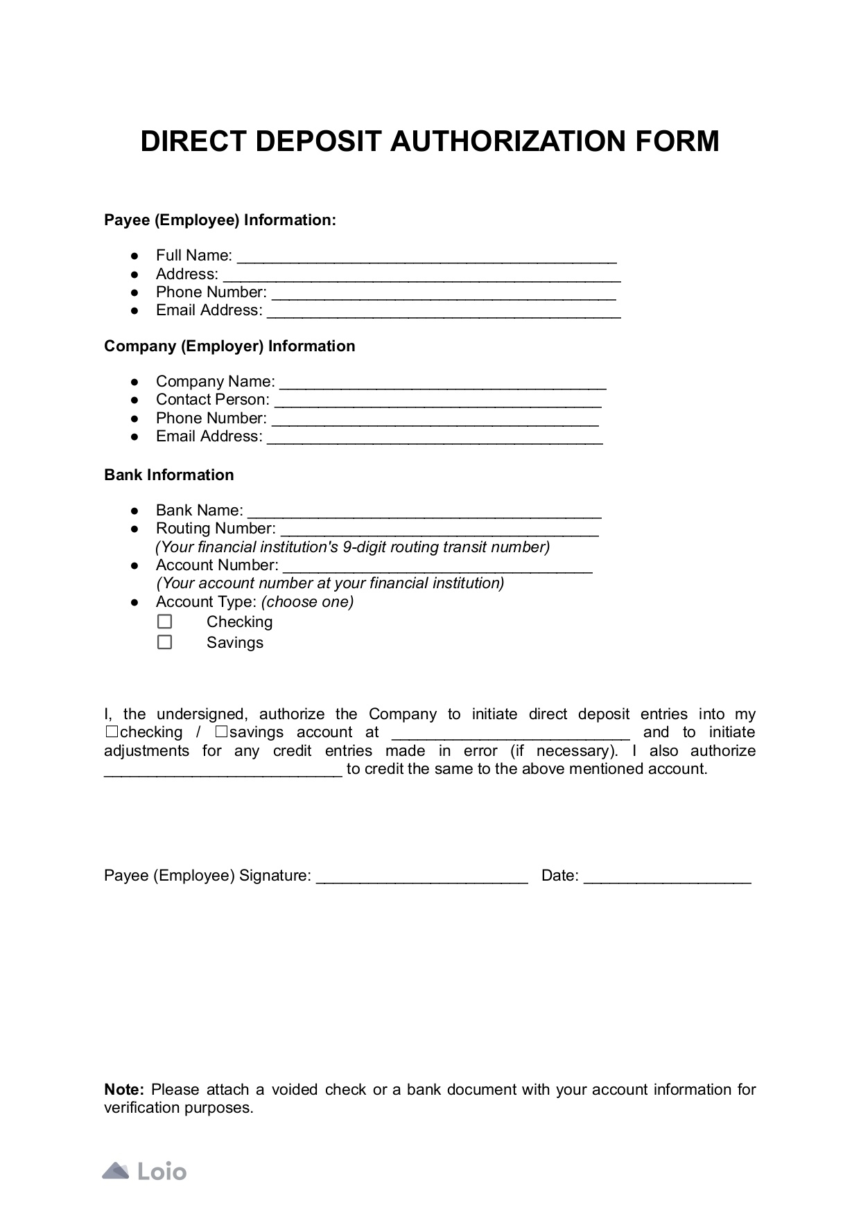Direct Deposit Authorization Form Streamline Payroll Today