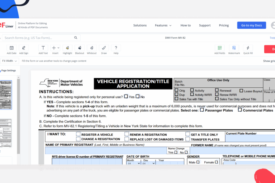 DMV Form MV 82 Printable And Fillable Forms Online PDFliner