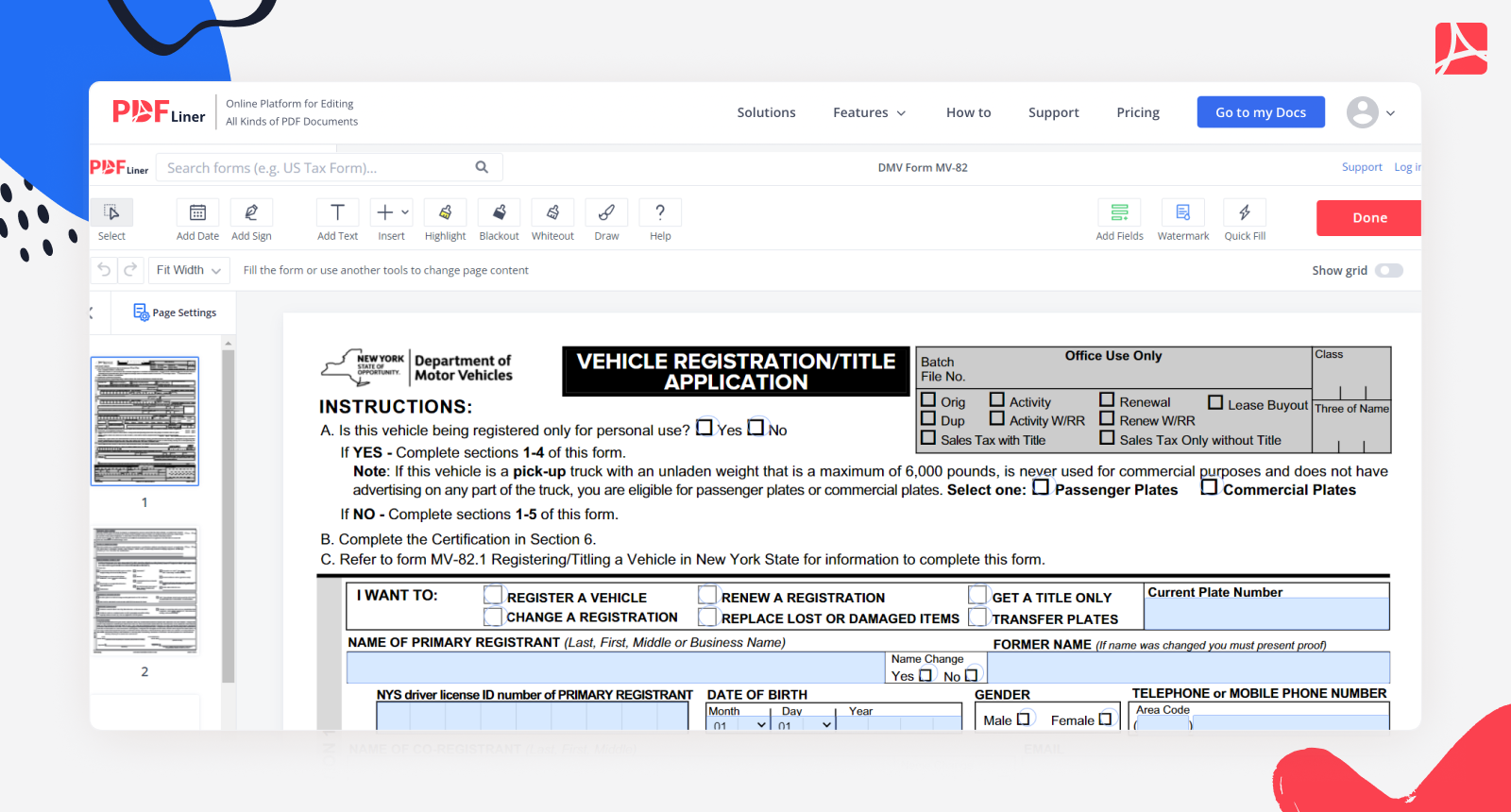 DMV Form MV 82 Printable And Fillable Forms Online PDFliner DMV Form MV 82 Printable And Fillable Forms Online PDFliner