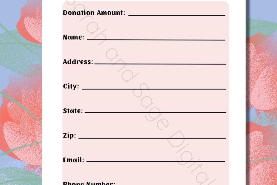 Donation Form Printable Donation Fundraising Flyer School