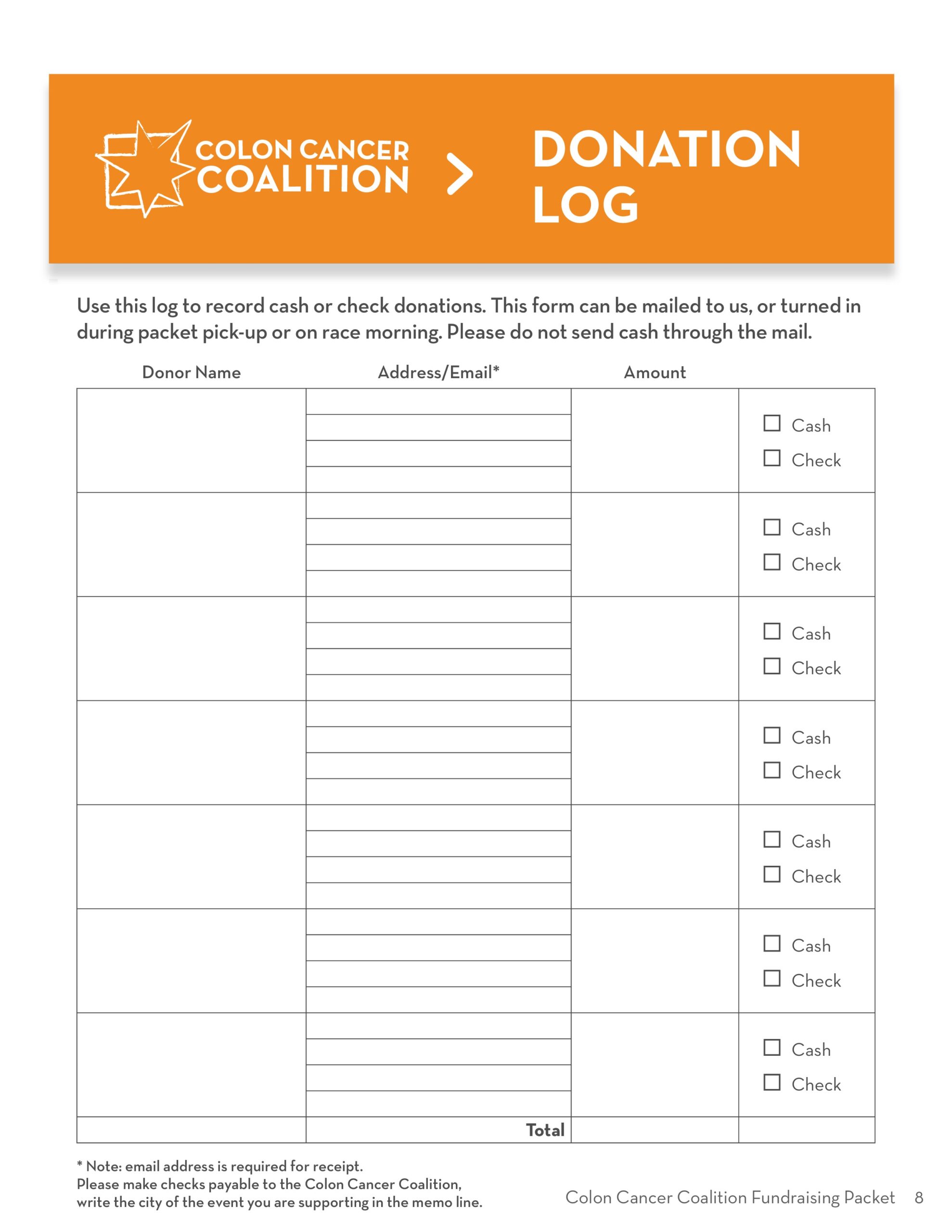 Donation Form U0026 Log Colon Cancer Coalition Event Landing Page