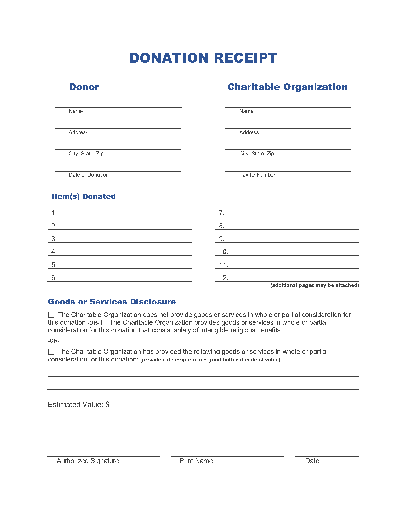 Donation Receipt Template Invoice Maker