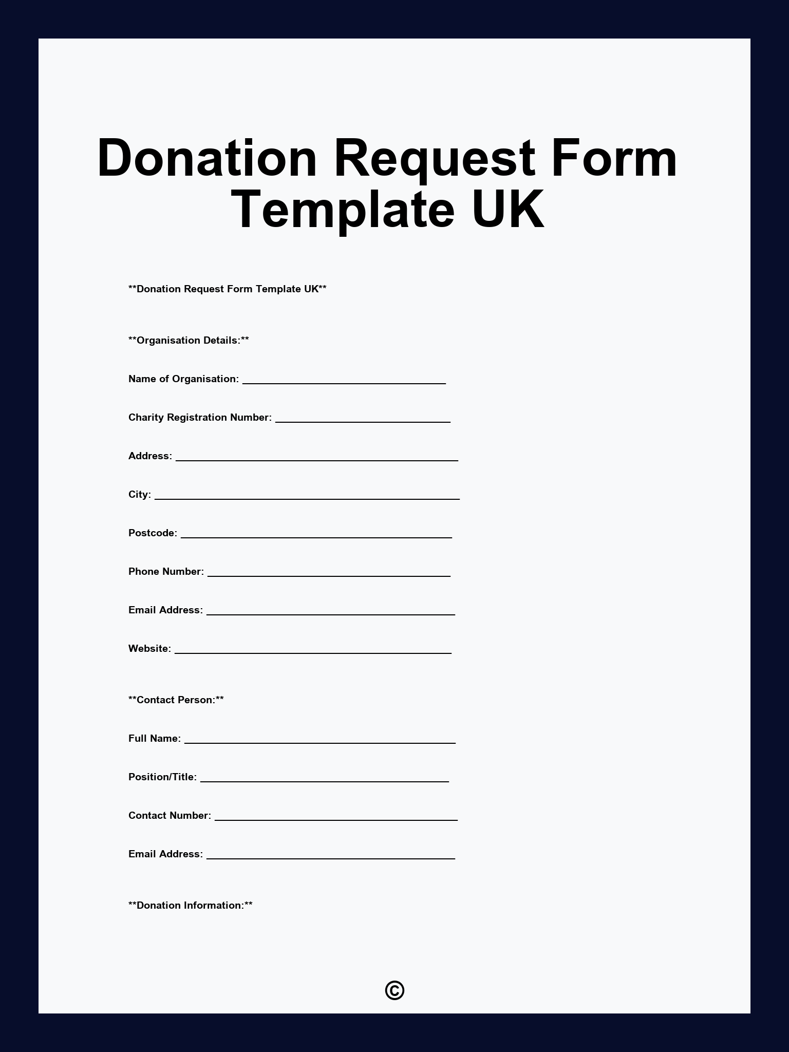 Donation Request Form Template UK
