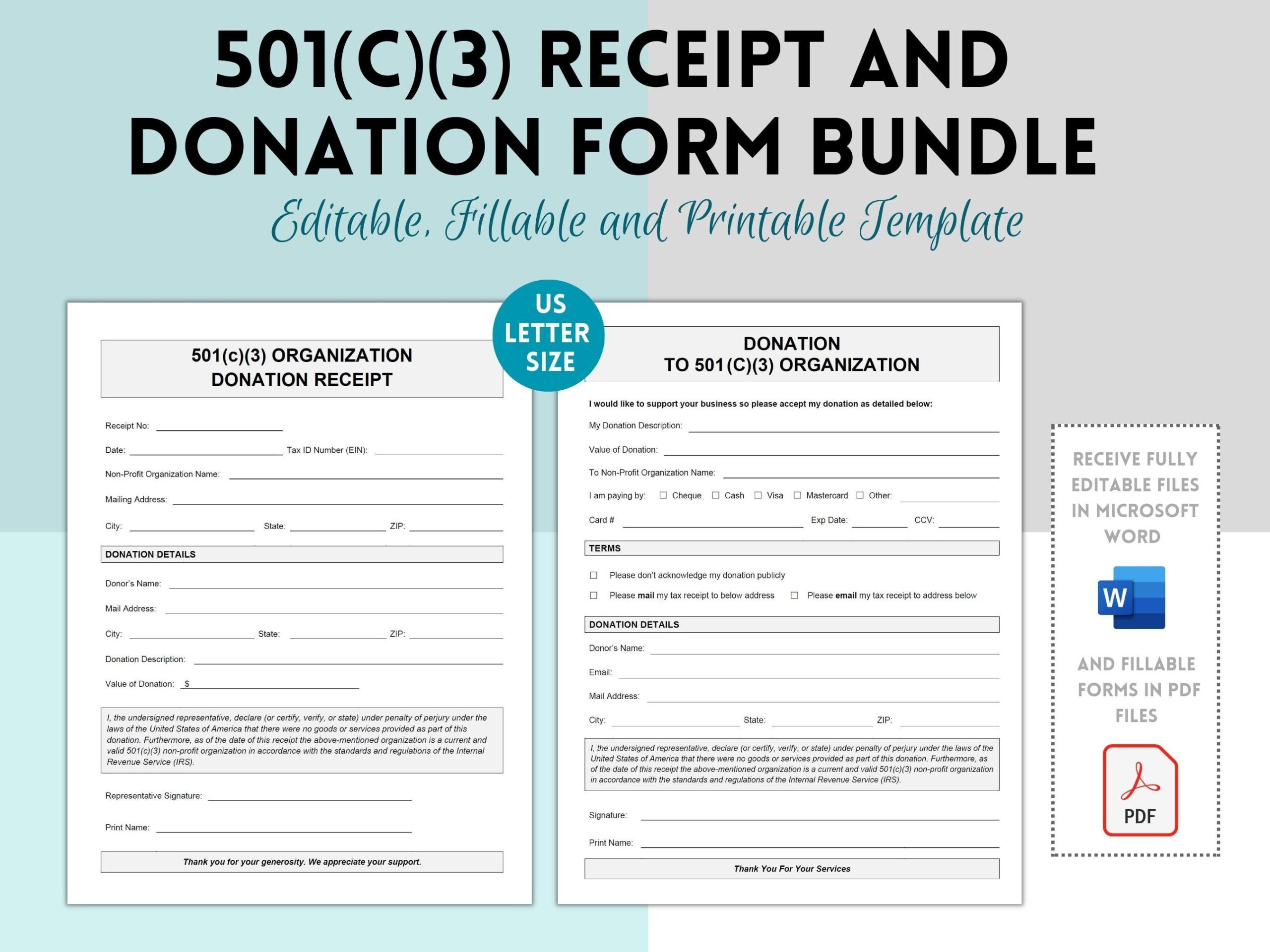 Donation To 501 c 3 Organization 501 c 3 Donation Template 501 Donation Form Nonprofit Donation Business Donation Form To Non profit Etsy