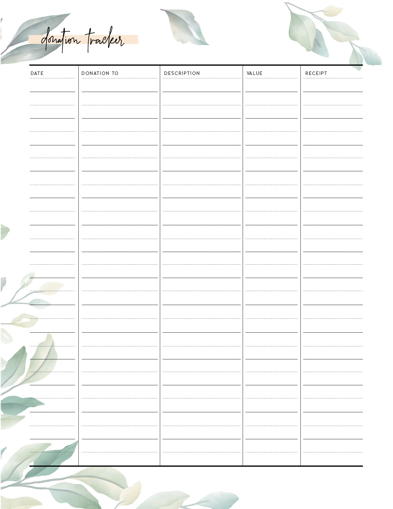 Donation Tracker Templates World Of Printables