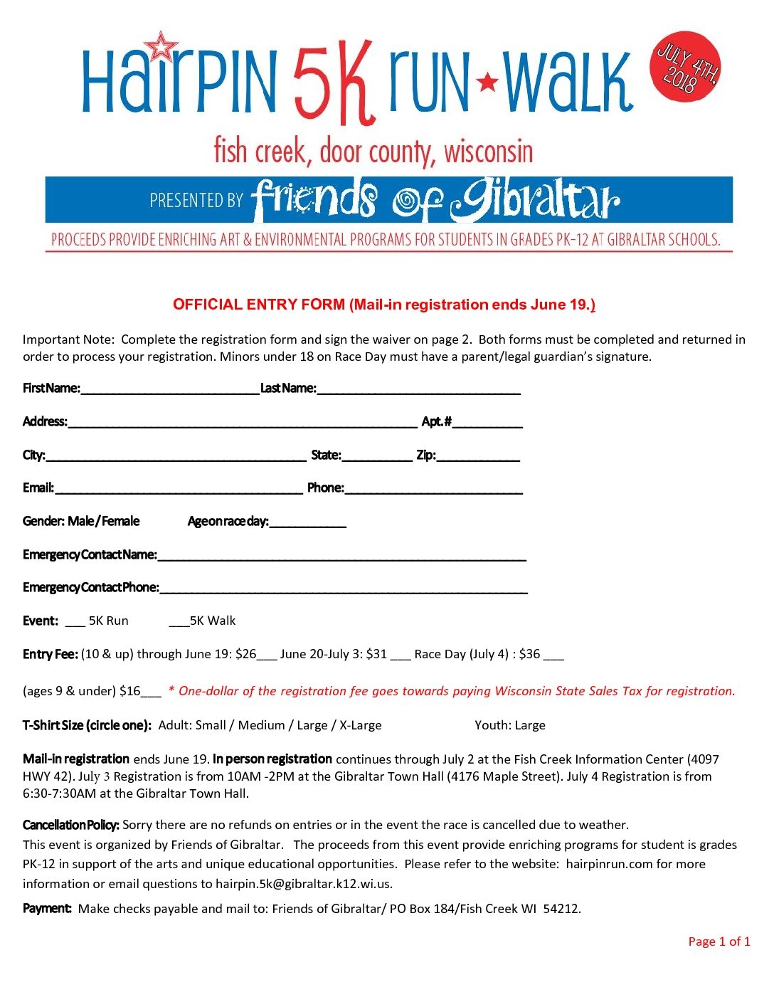 DOWNLOAD A REGISTRATION FORMu003eu003e Door County Hairpin 5k Run And Walk