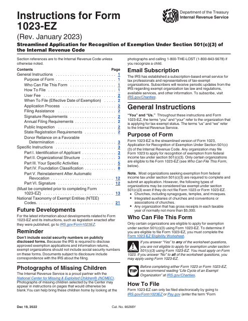 Download Instructions For IRS Form 1023 EZ Streamlined Application For 