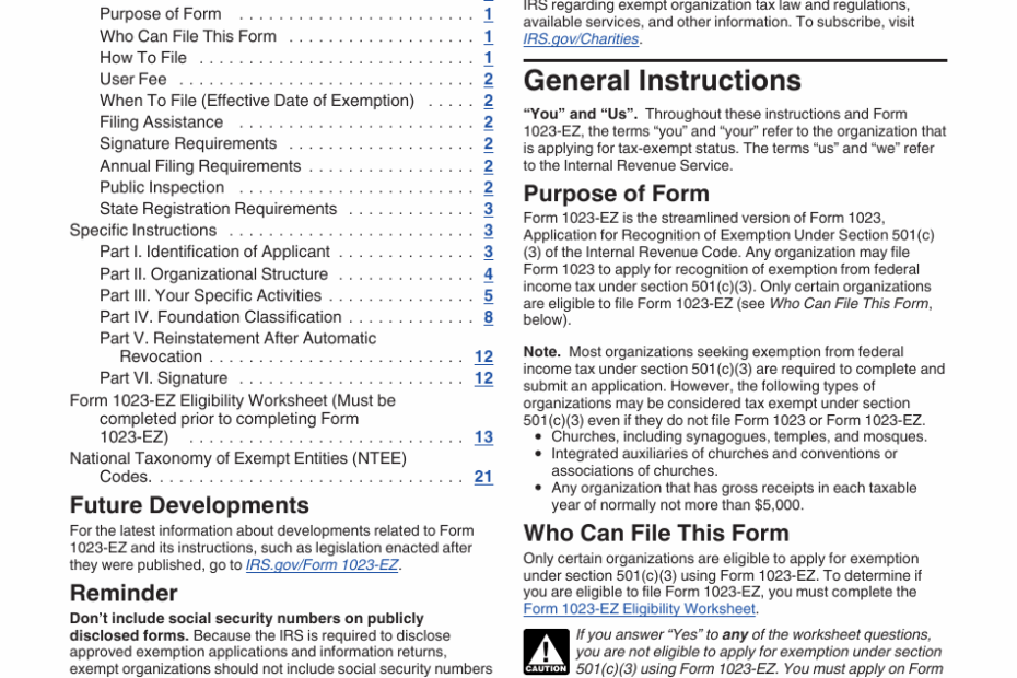 Download Instructions For IRS Form 1023 EZ Streamlined Application For