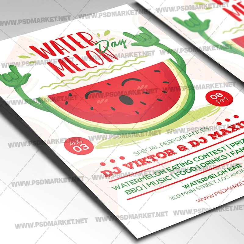 Download National Watermelon Day Template Flyer PSD PSDmarket