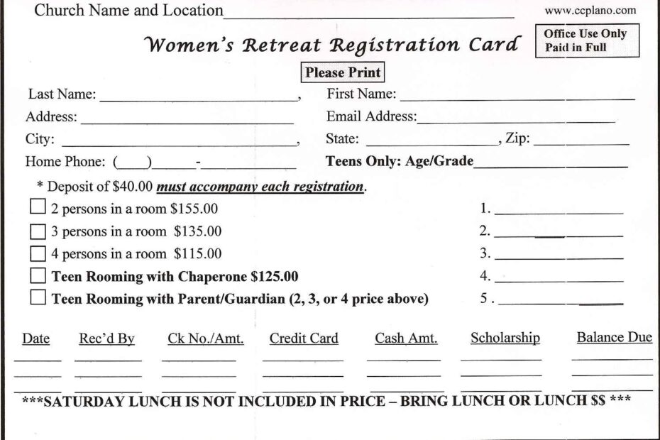 Downloadable Forms Retreat in a Bag