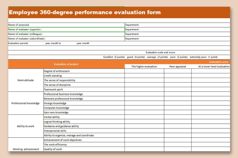 Downloadable Free Employee Evaluation Form Template Word WPS