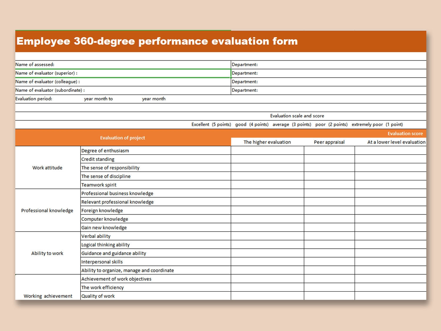 Downloadable Free Employee Evaluation Form Template Word WPS Office Academy