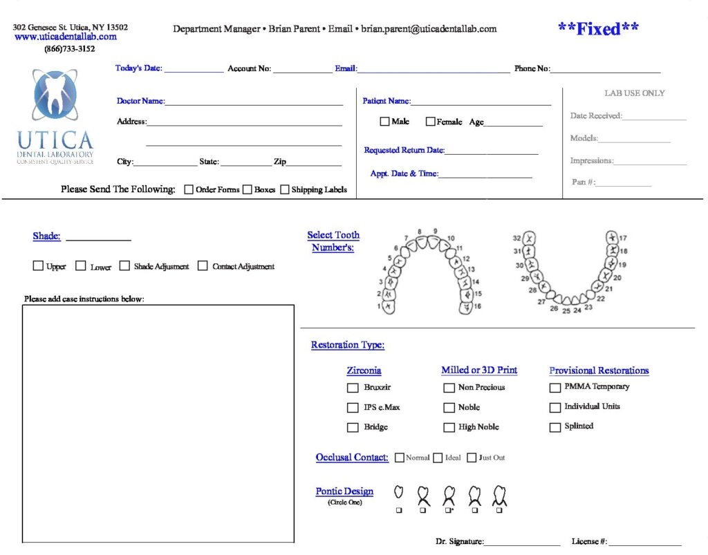 DOWNLOADS Utica Dental Laboratory