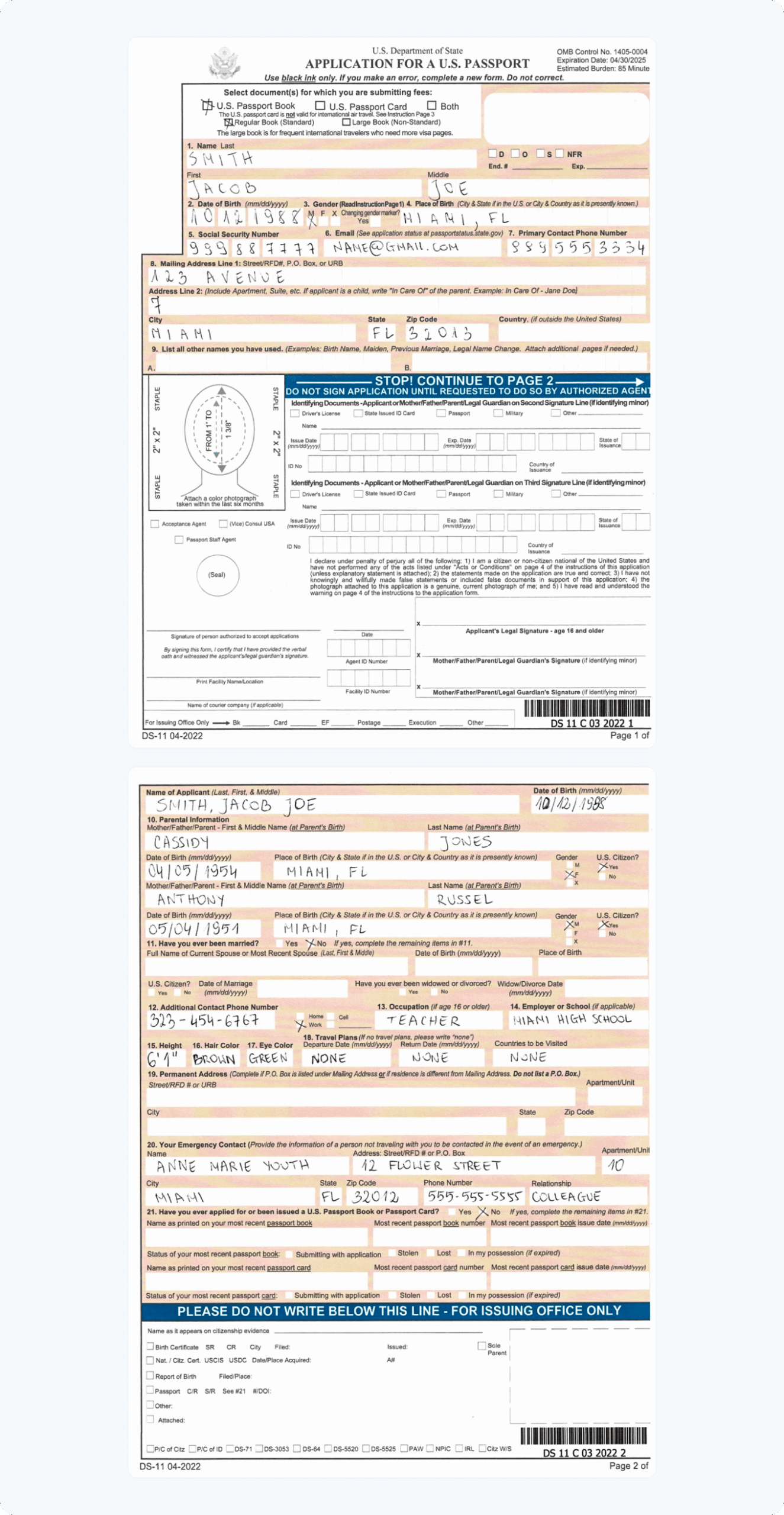 DS 11 Passport Form How To Fill It Out with Examples 