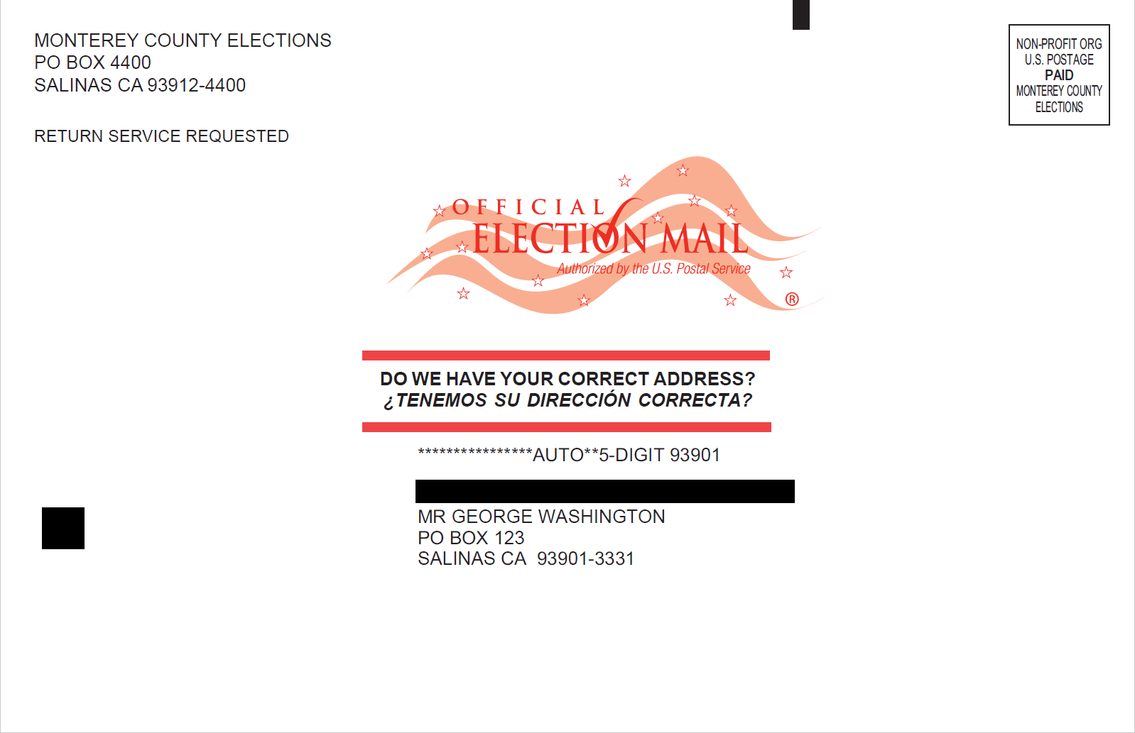 Election Mail County Of Monterey CA