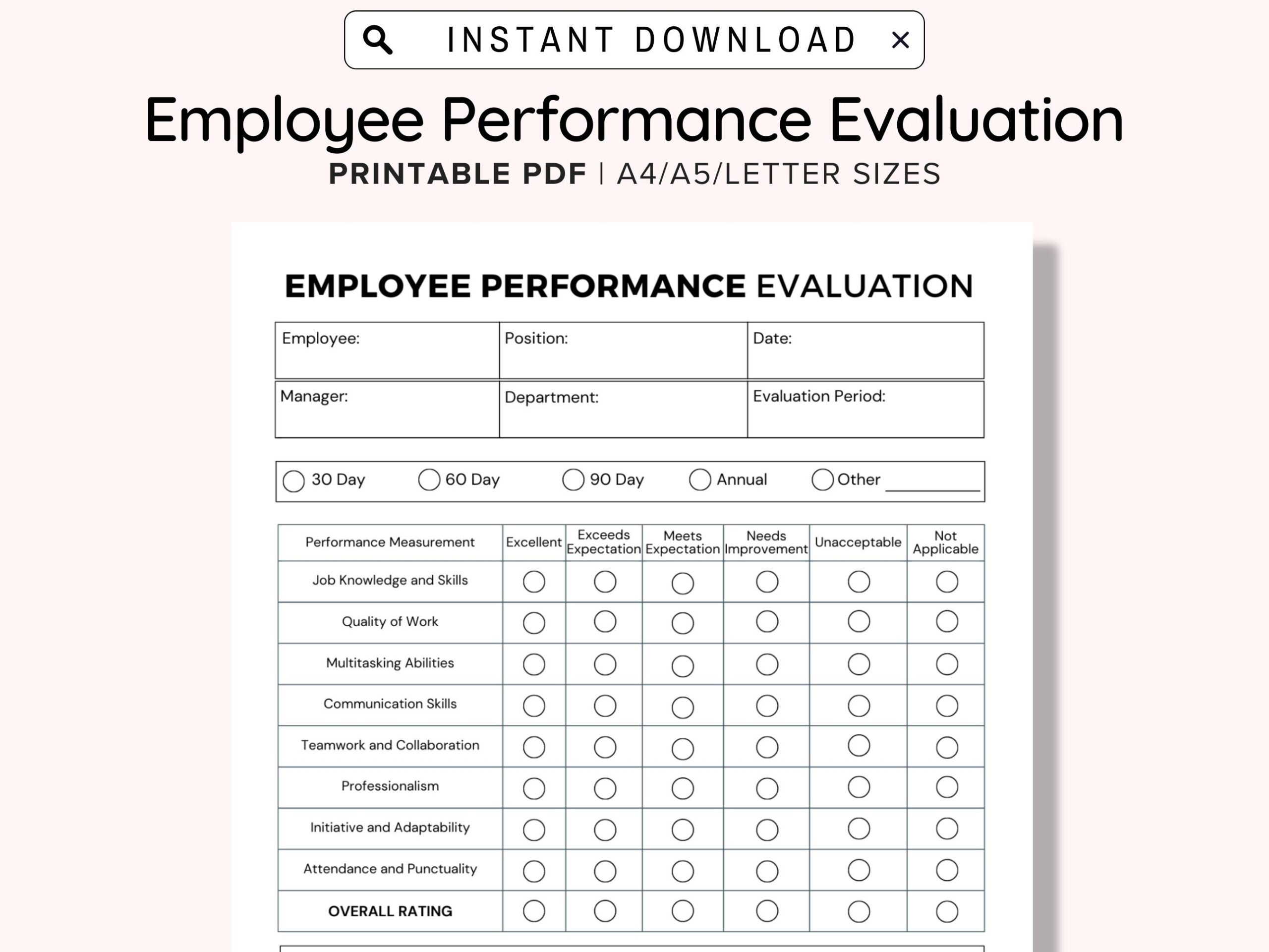 Employee Performance Evaluation Template Employee Performance 