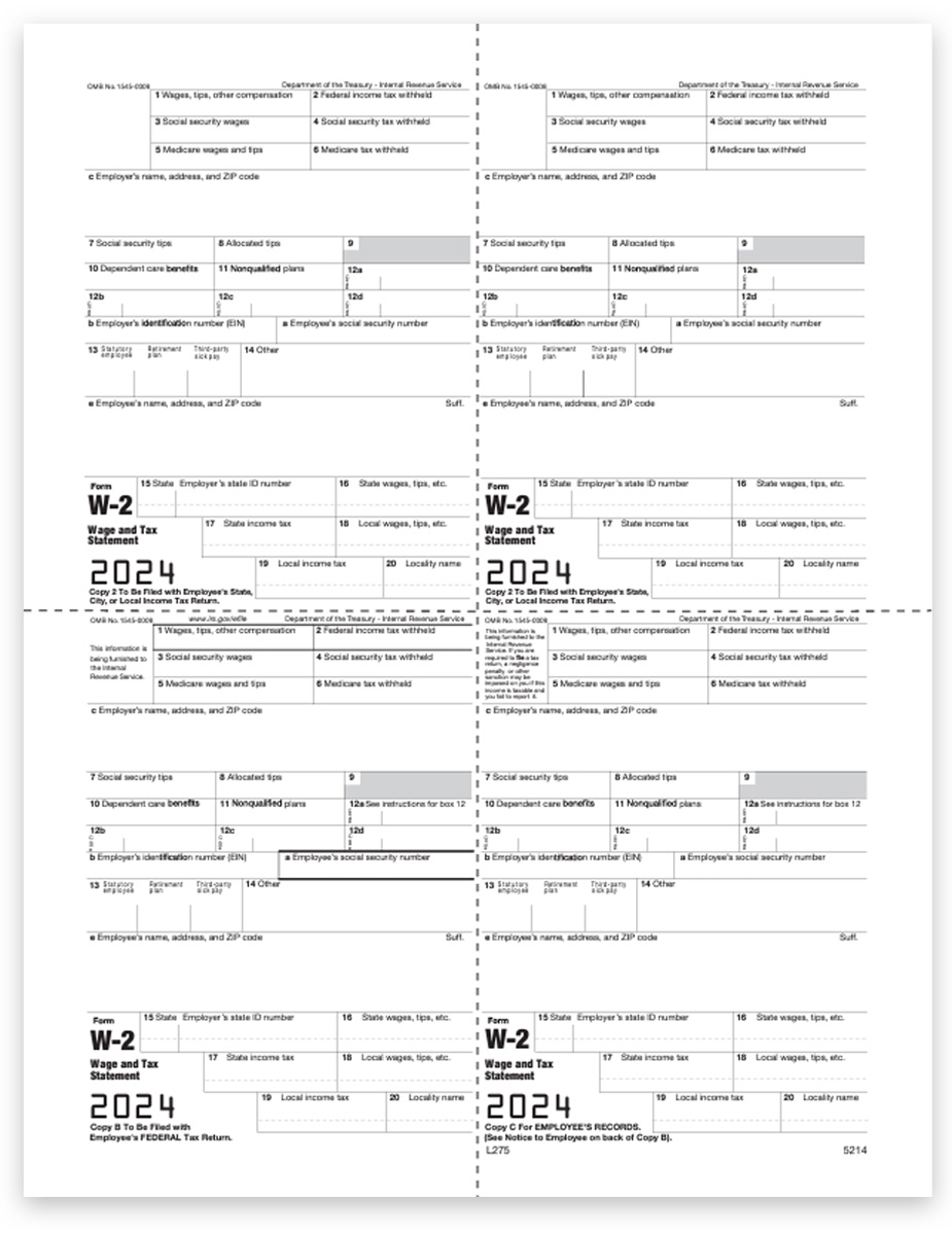 Employer W2 Tax Forms Copies 1 U0026 D 4up V1 DiscountTaxForms
