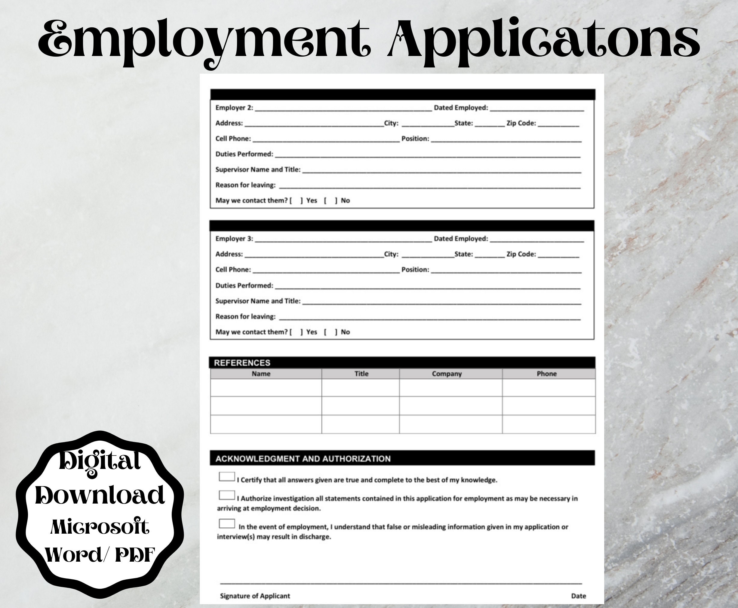 Employment Application Form Template Word Printableu0026 Editable 
