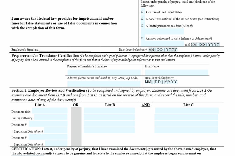 Employment Eligibility Verification Form I 9 Template ONLYOFFICE