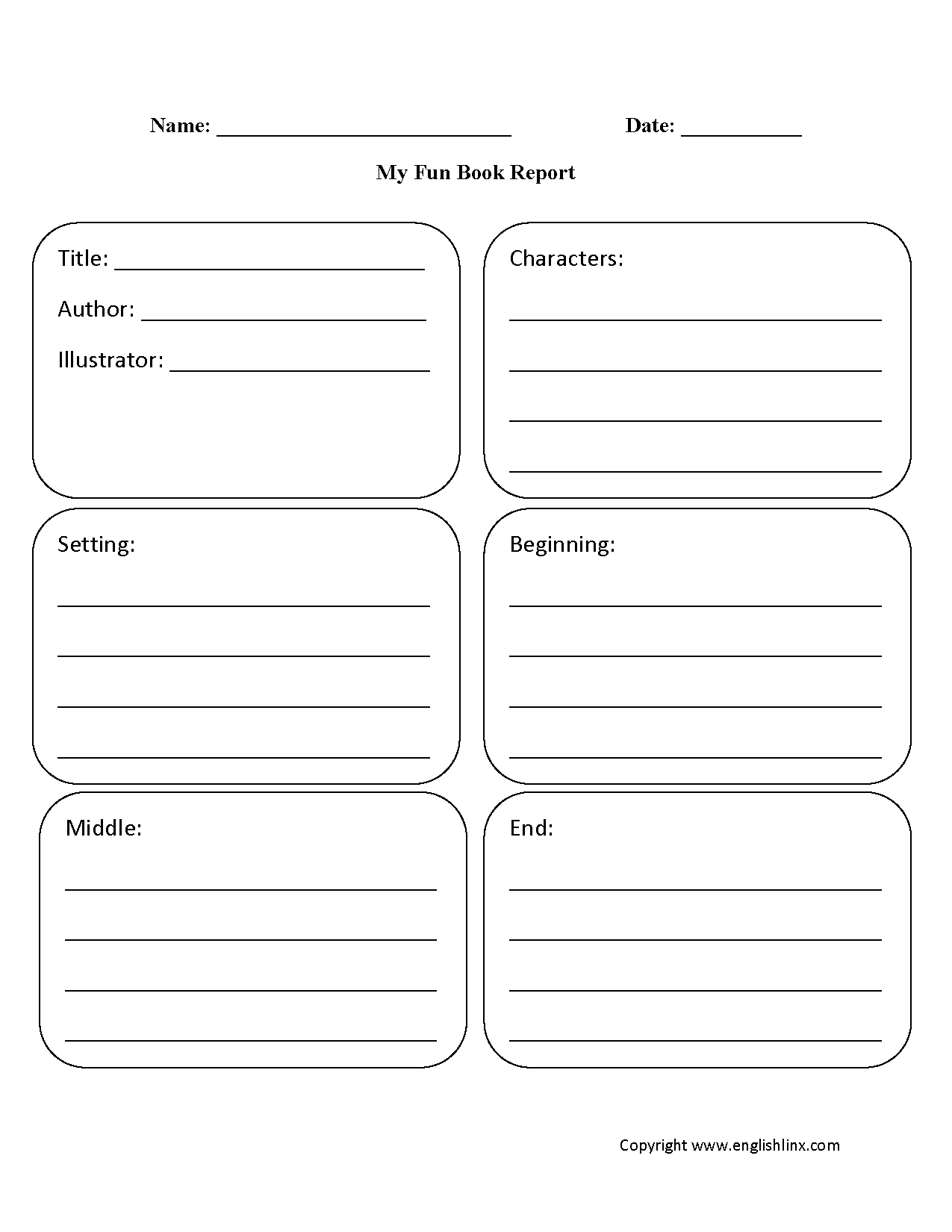 Englishlinx Book Report Worksheets