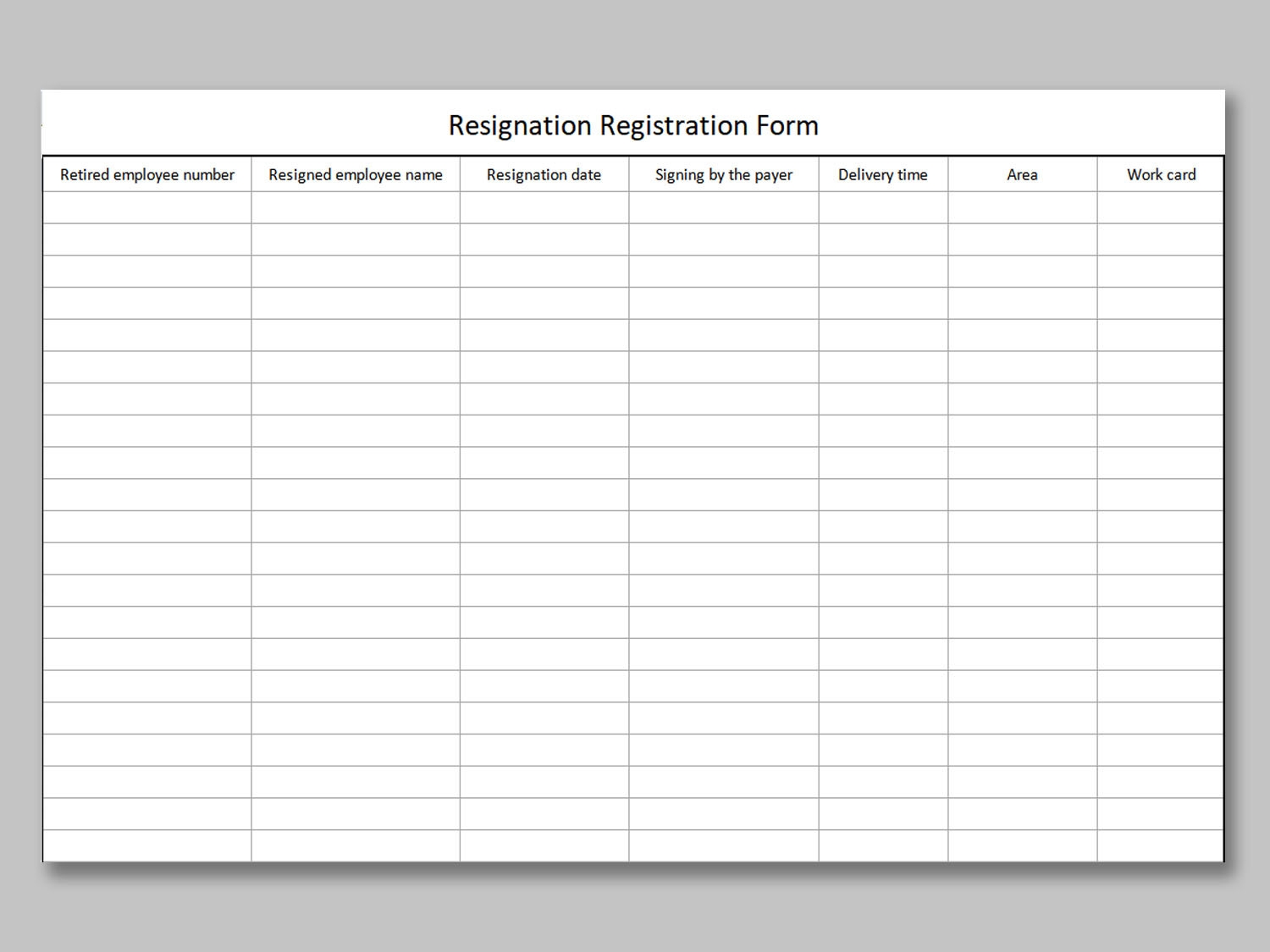 EXCEL Of Registration Form xls WPS Free Templates