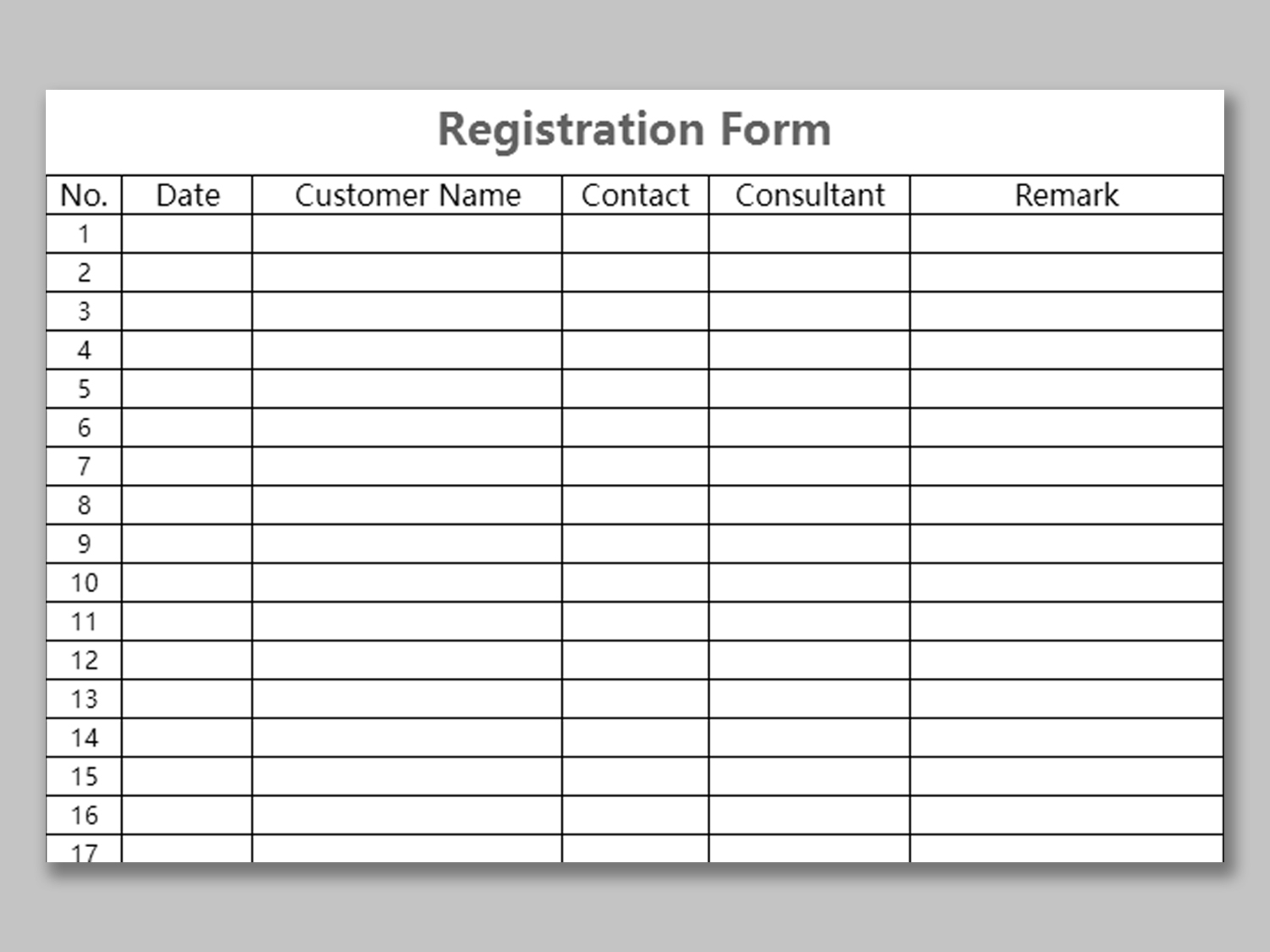 EXCEL Of Registration Form xlsx WPS Free Templates