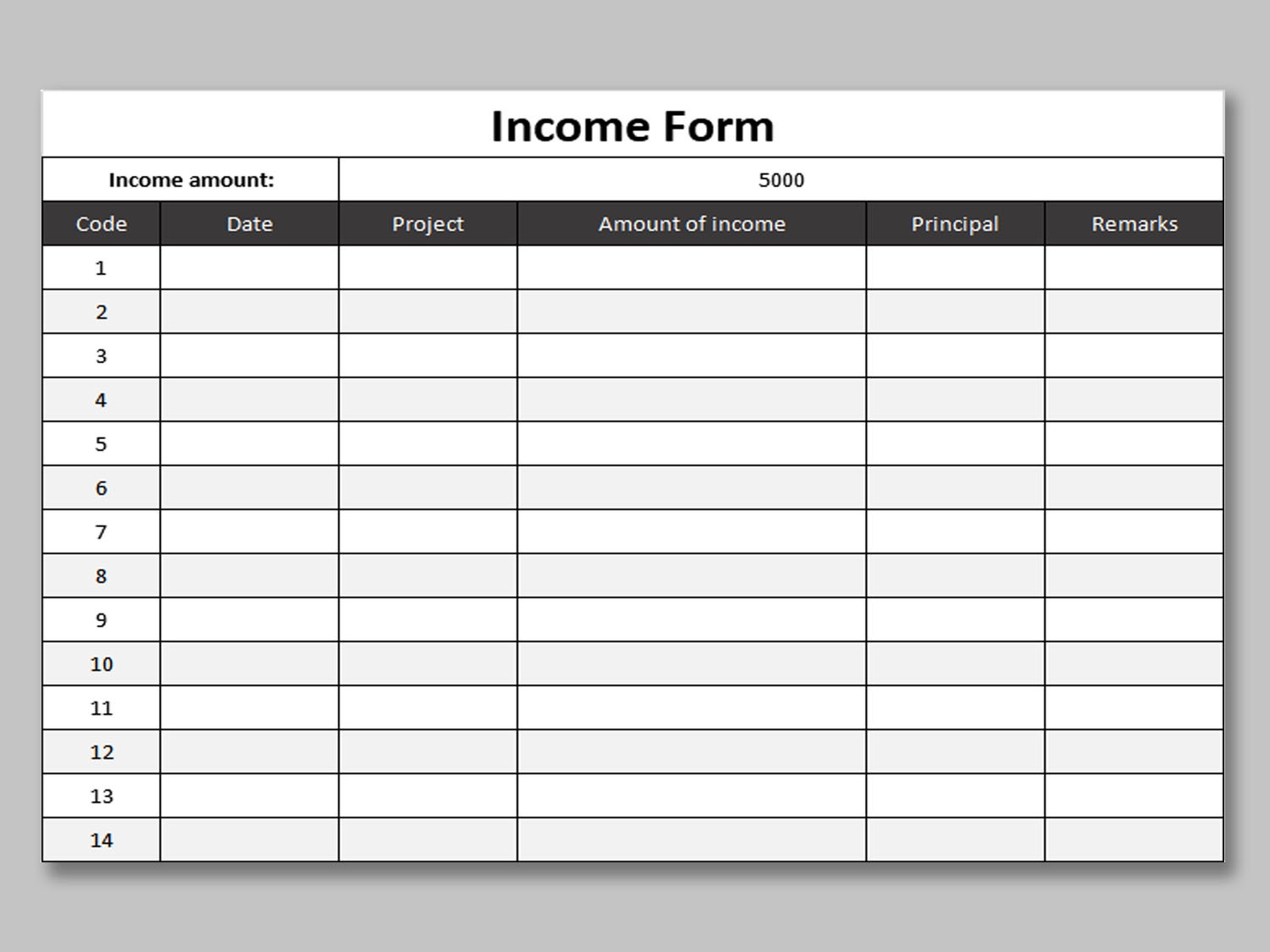 EXCEL Of Simple Free Income Form xlsx WPS Free Templates