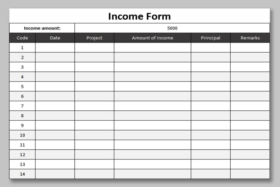 EXCEL Of Simple Free Income Form xlsx WPS Free Templates