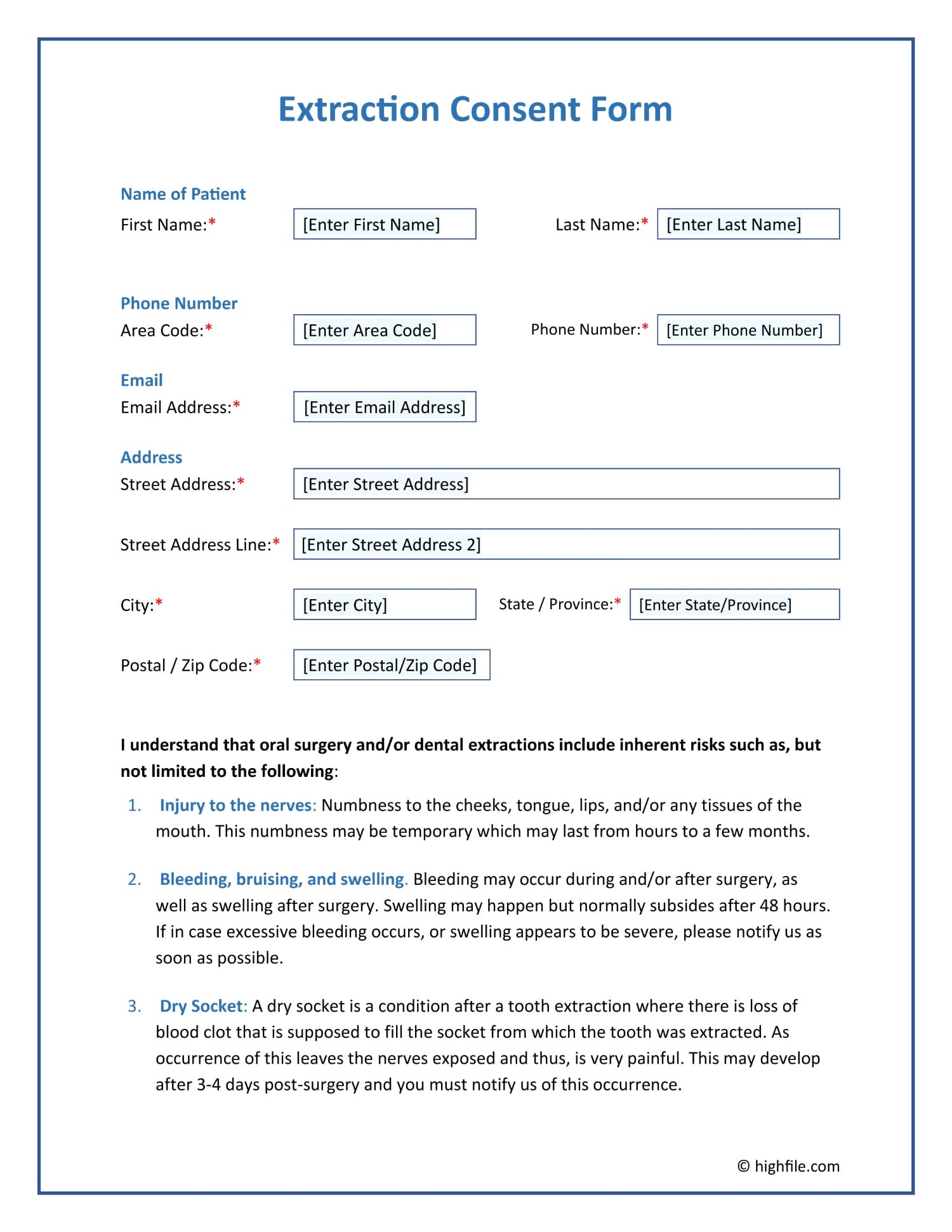 Extraction Consent Form Word PDF Google Docs