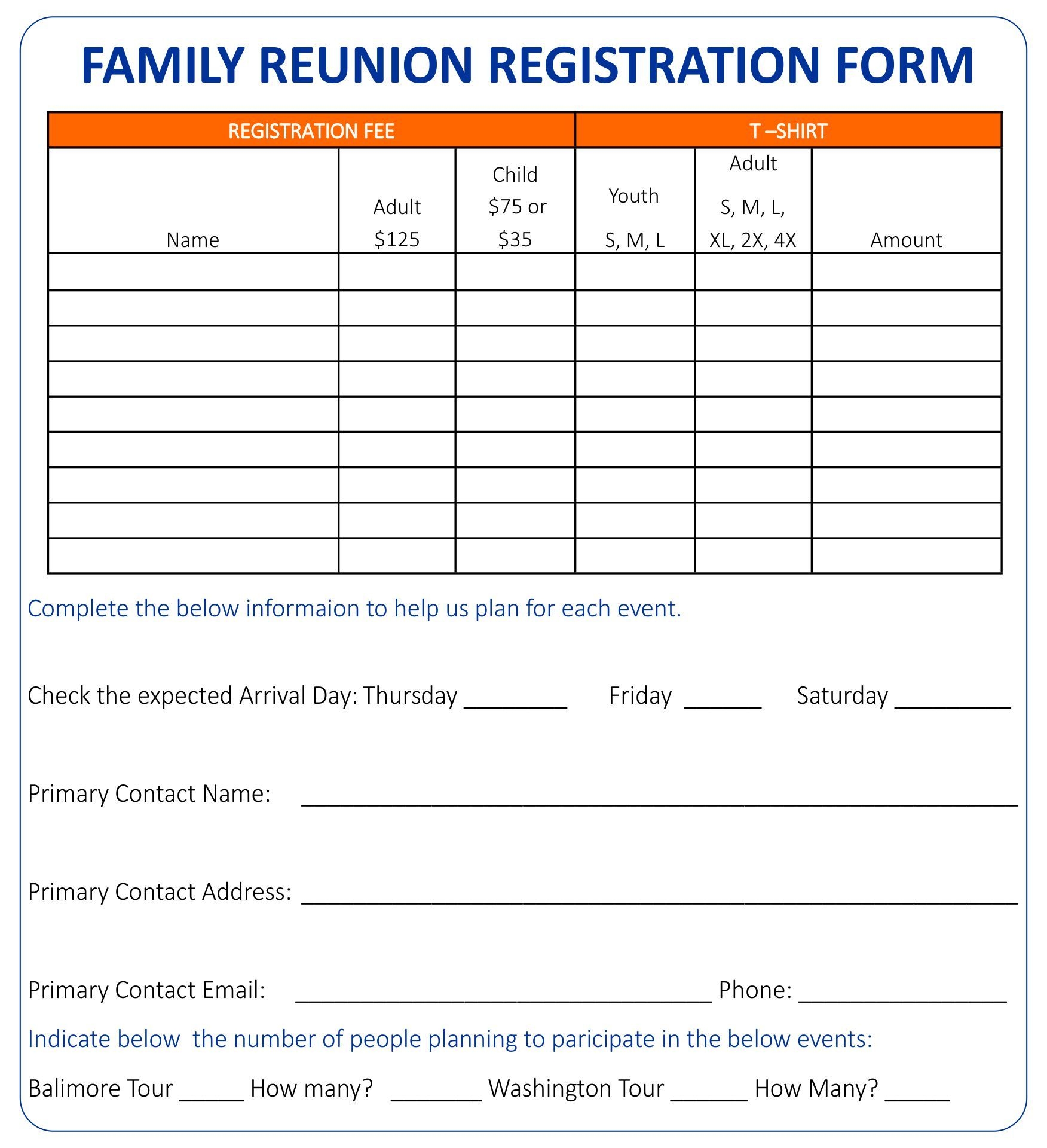 Family Reunion Forms 7 Free PDF Printables Printablee