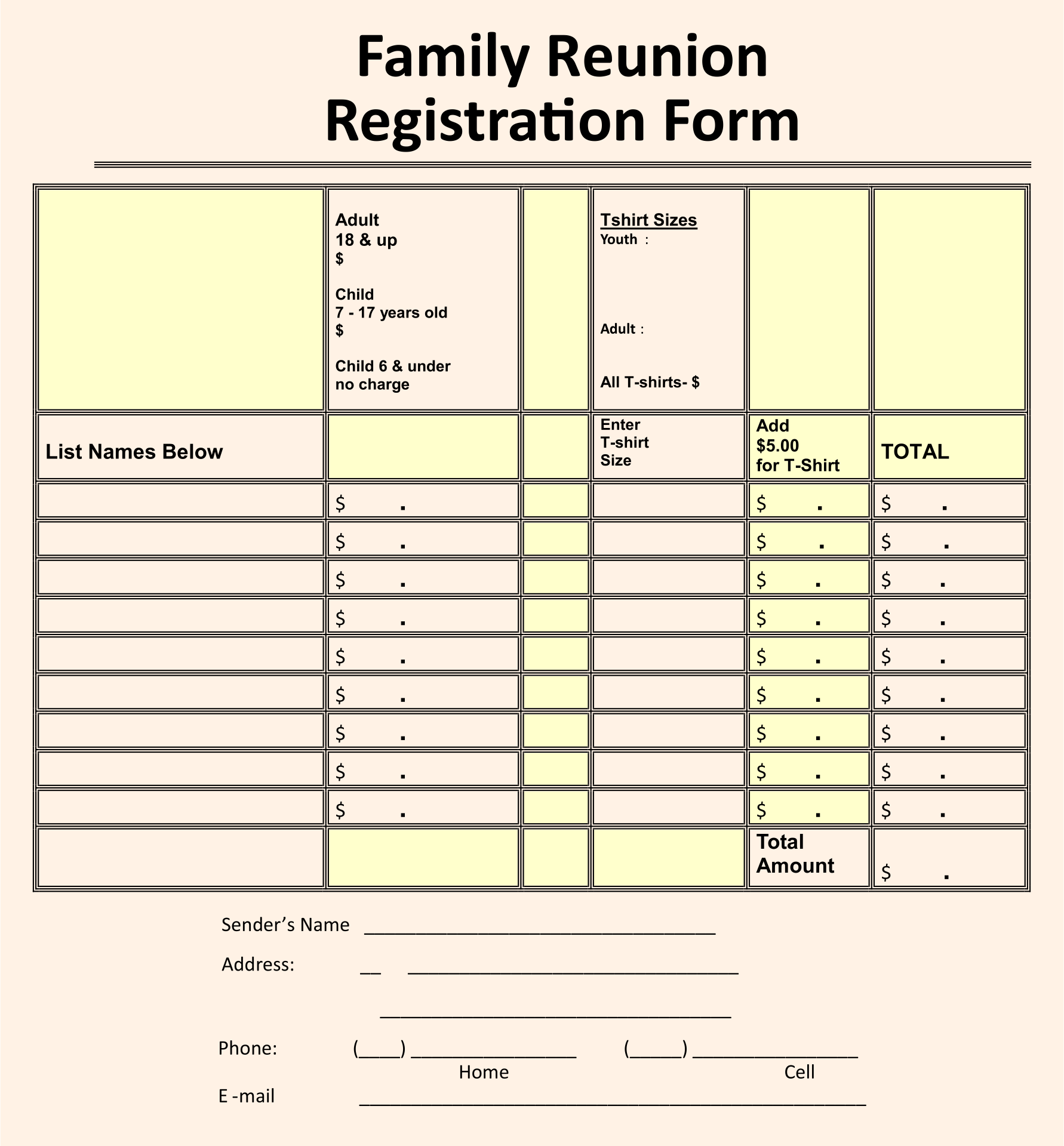 Family Reunion Forms 7 Free PDF Printables Printablee