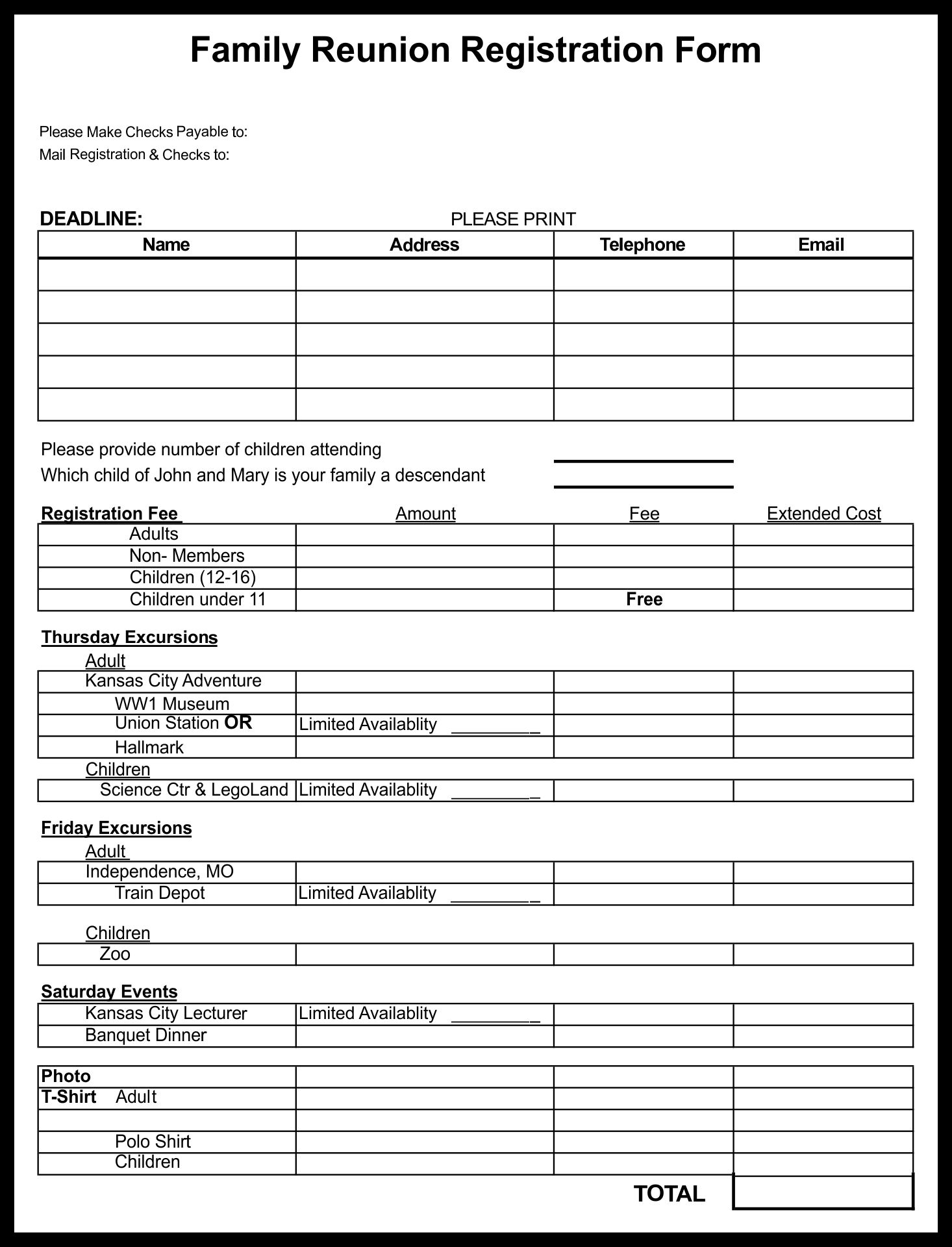 Family Reunion Forms 7 Free PDF Printables Printablee