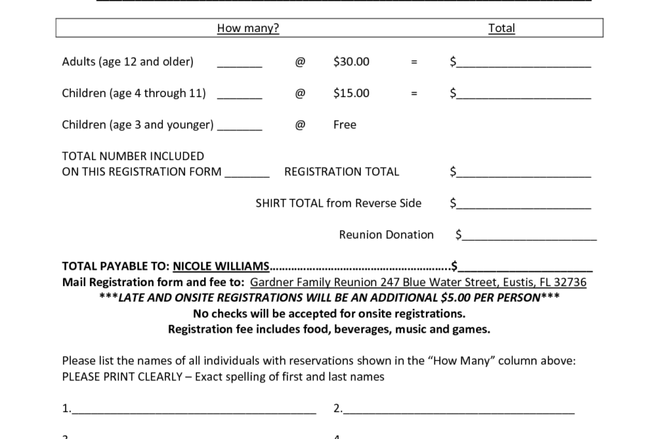 Family Reunion Forms 7 Free PDF Printables Printablee