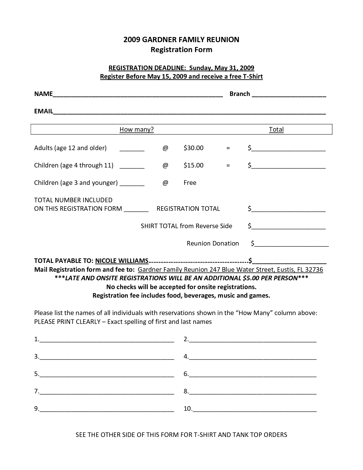 Family Reunion Forms 7 Free PDF Printables Printablee