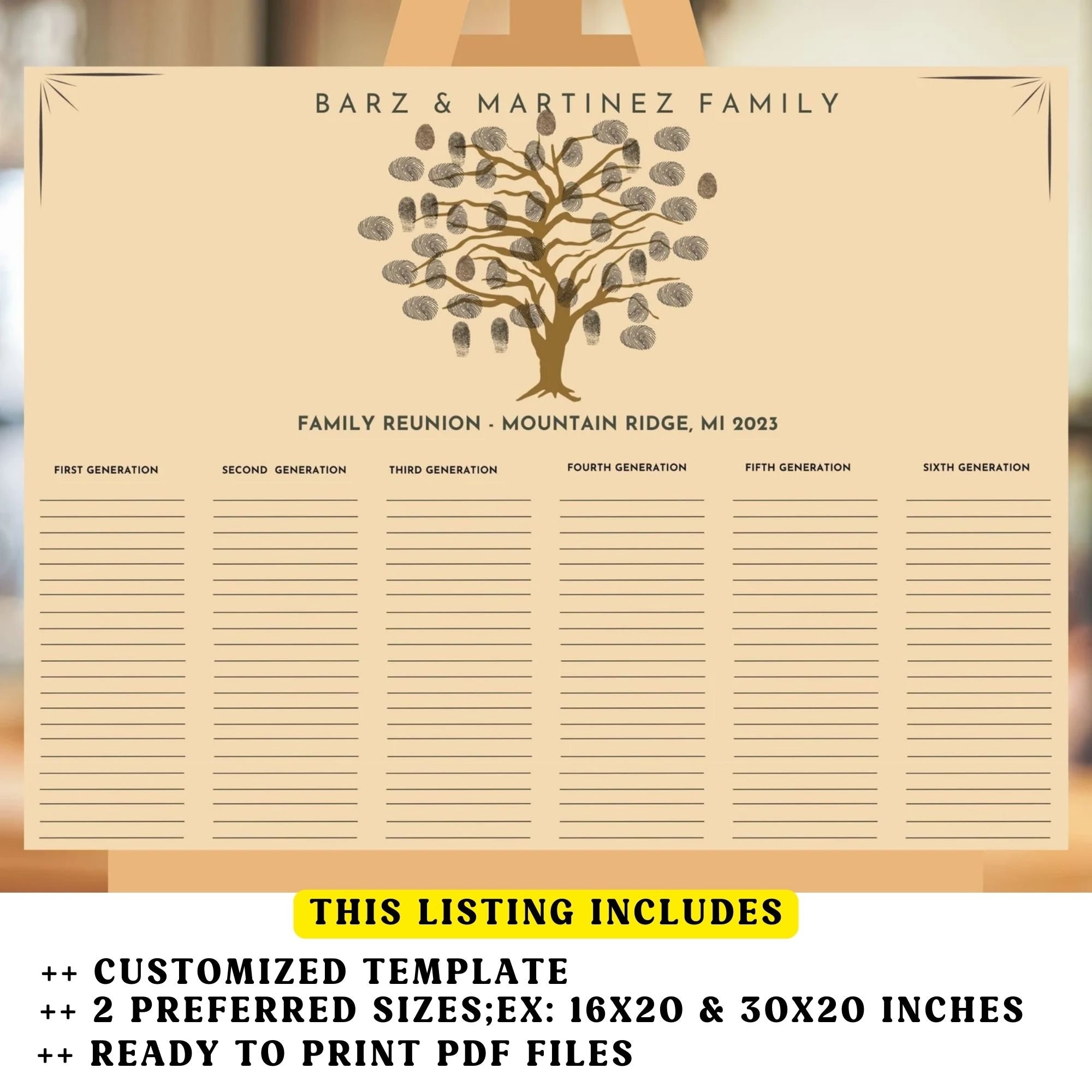 Family Reunion Guest Sign In Sheets Printable Reunion Guestbook 