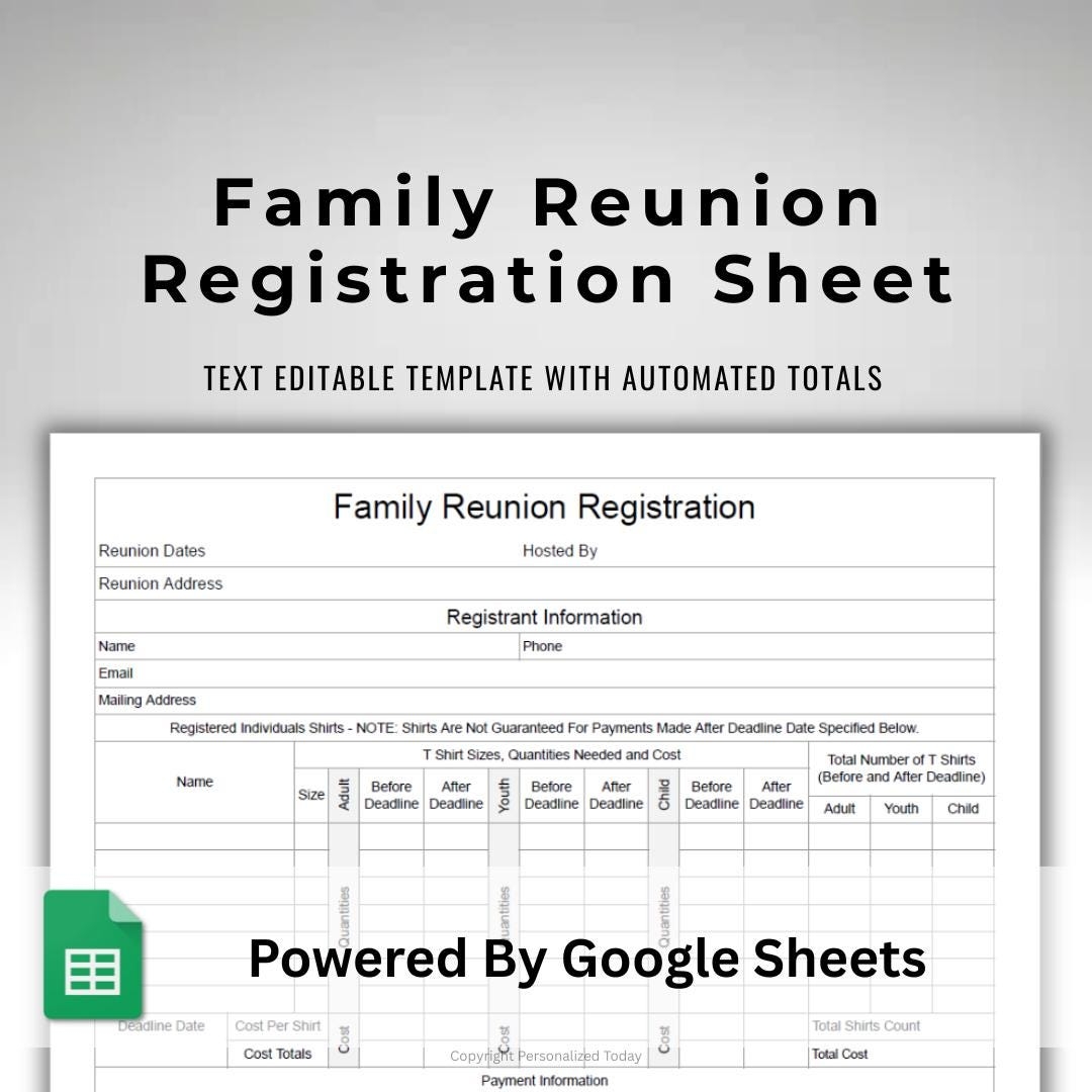 Family Reunion Registration Form Reunion Event Planner Google 