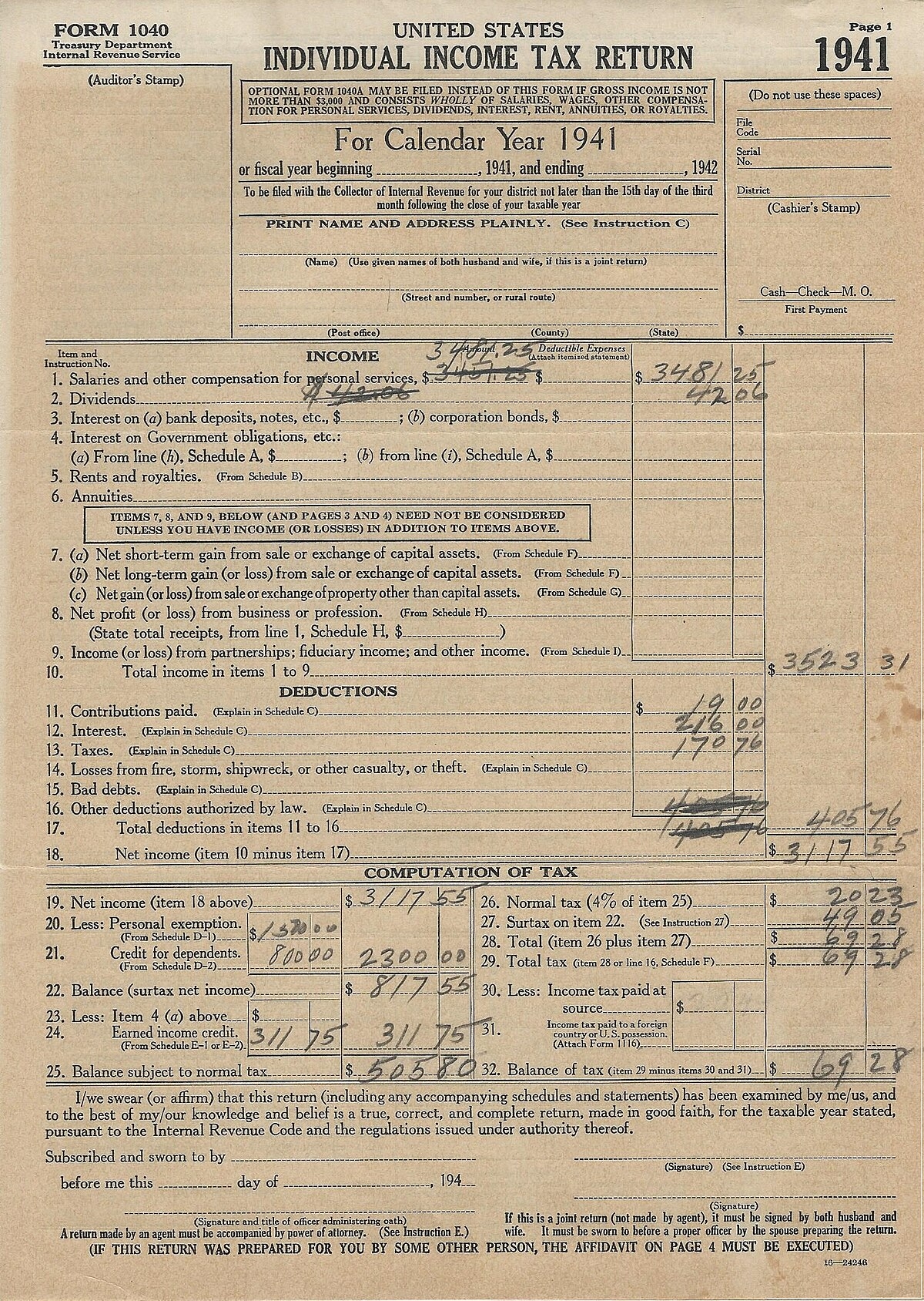 File Form 1040 1941 jpg Wikimedia Commons