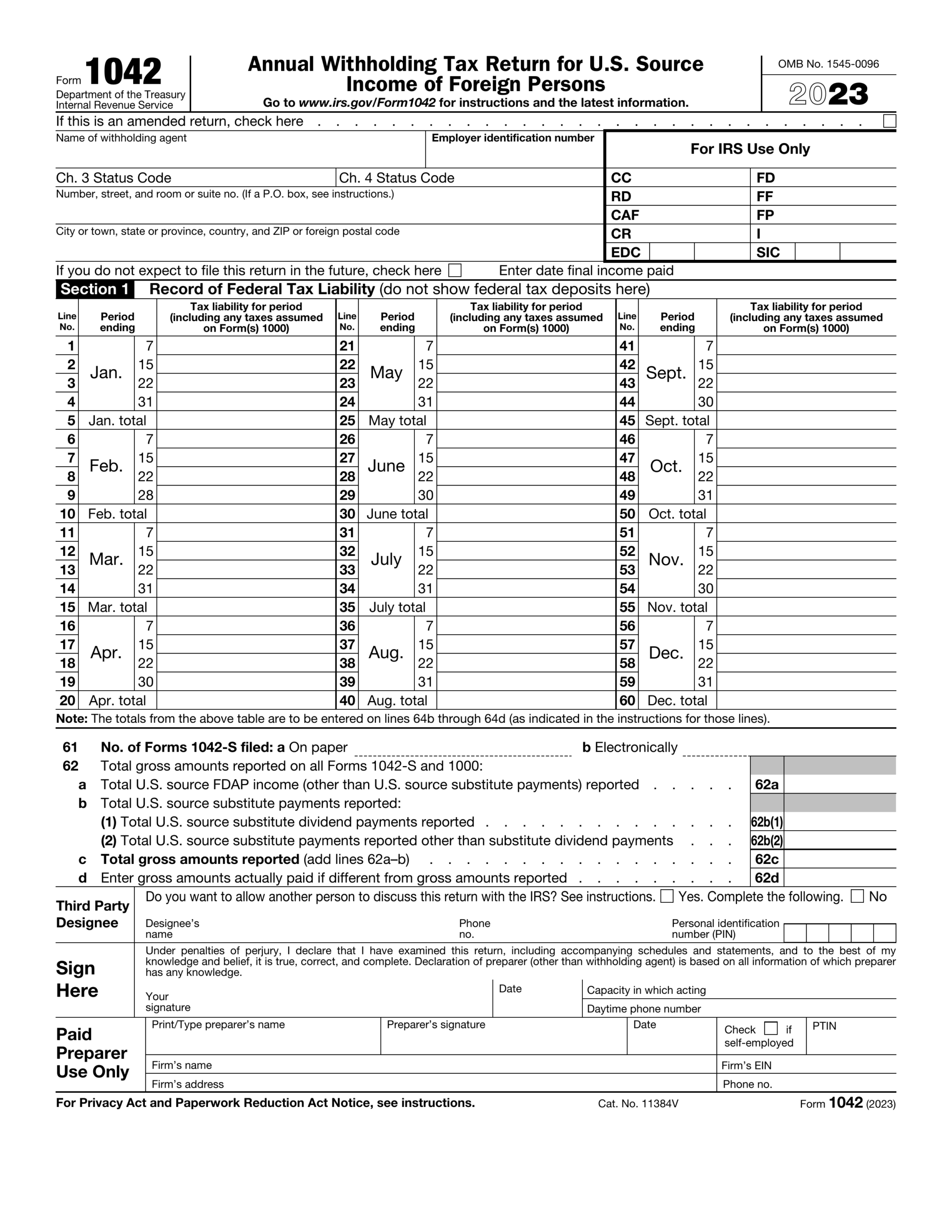 Fill Form 1042 2024 2025 Create Edit Forms Online