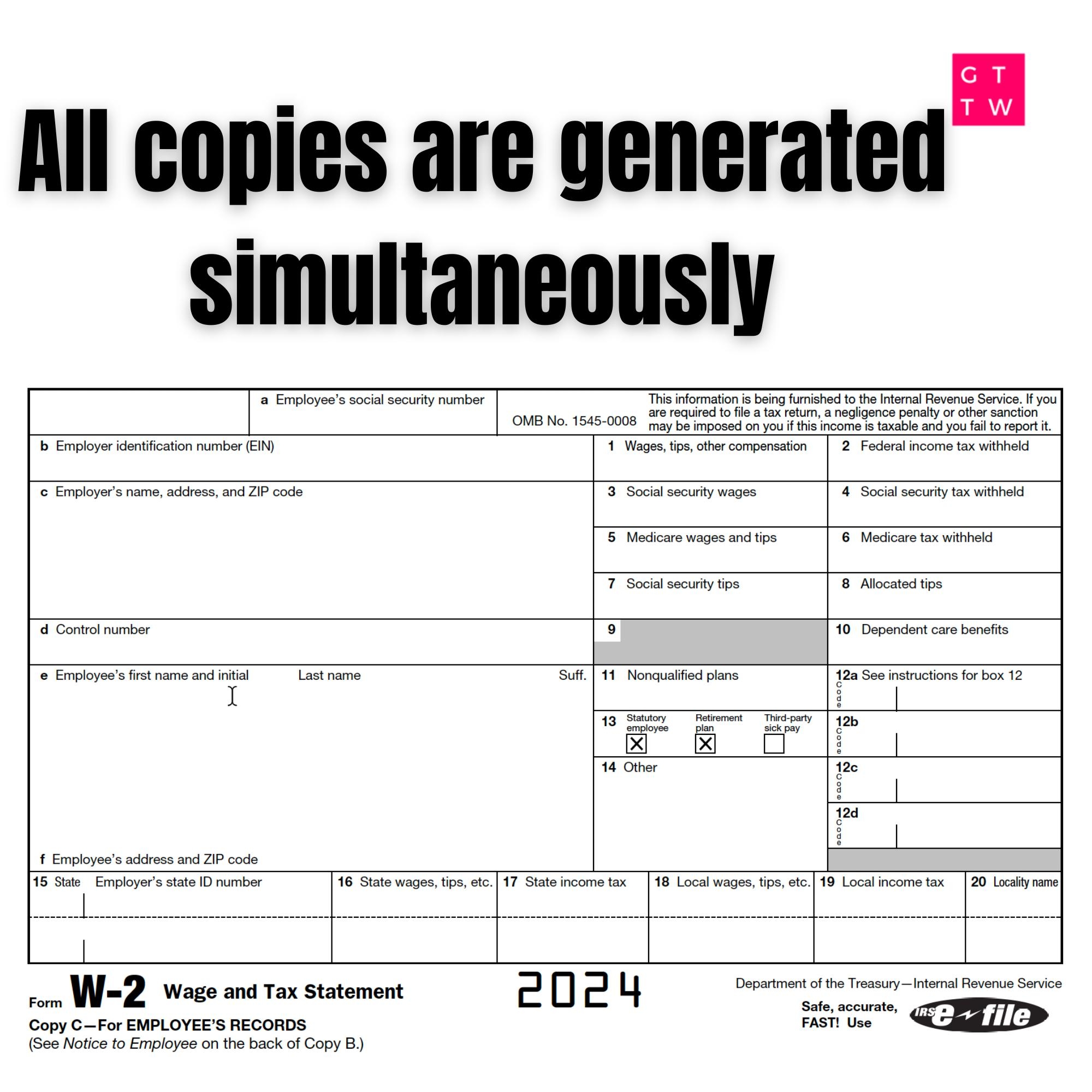 Fillable W2 Form 2025 Printable IRS Template digital Download 